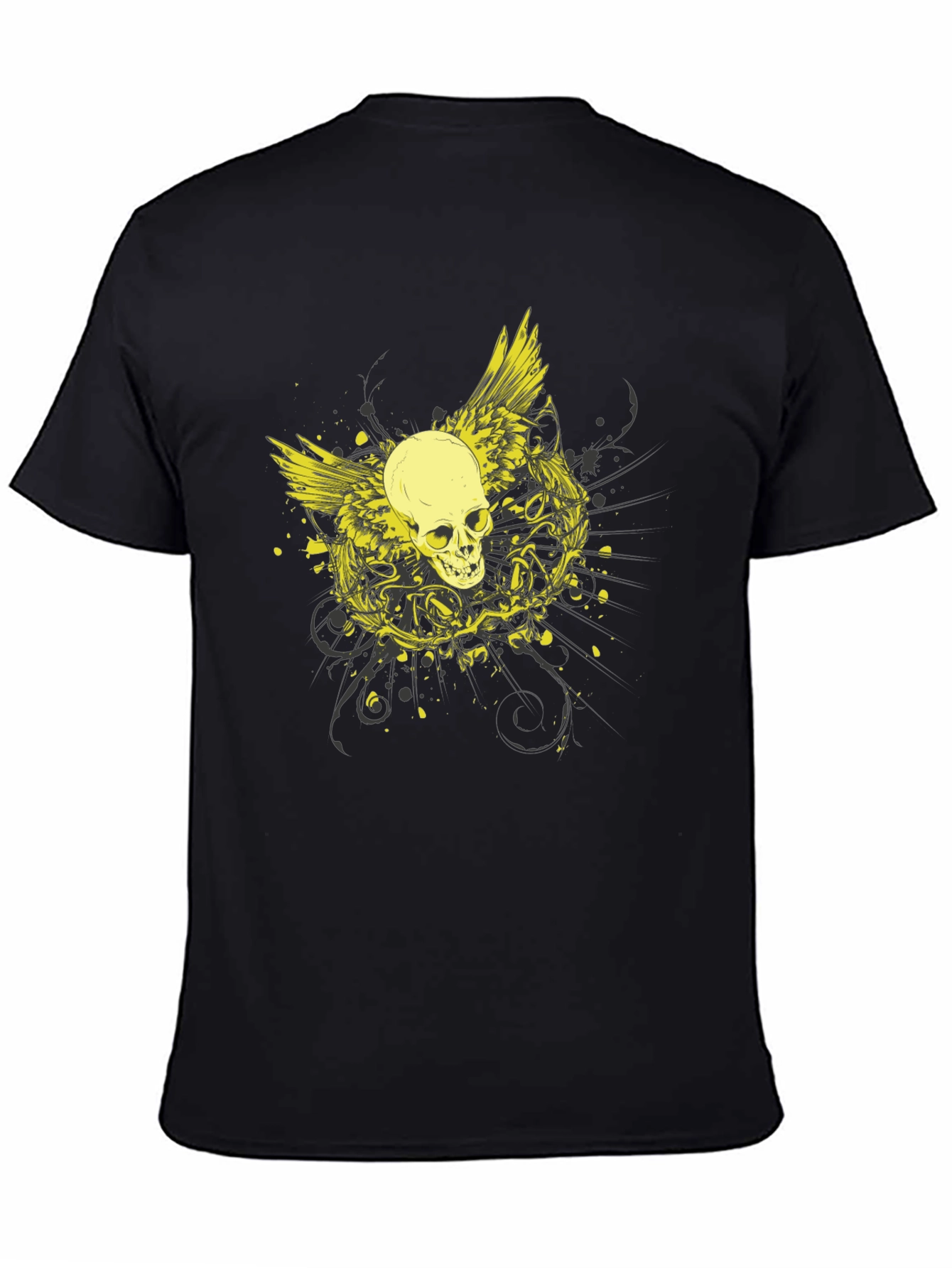 Skull Wings Graphic Black Tee