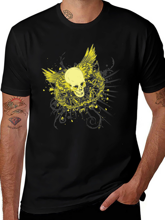 Skull Wings Graphic Black Tee