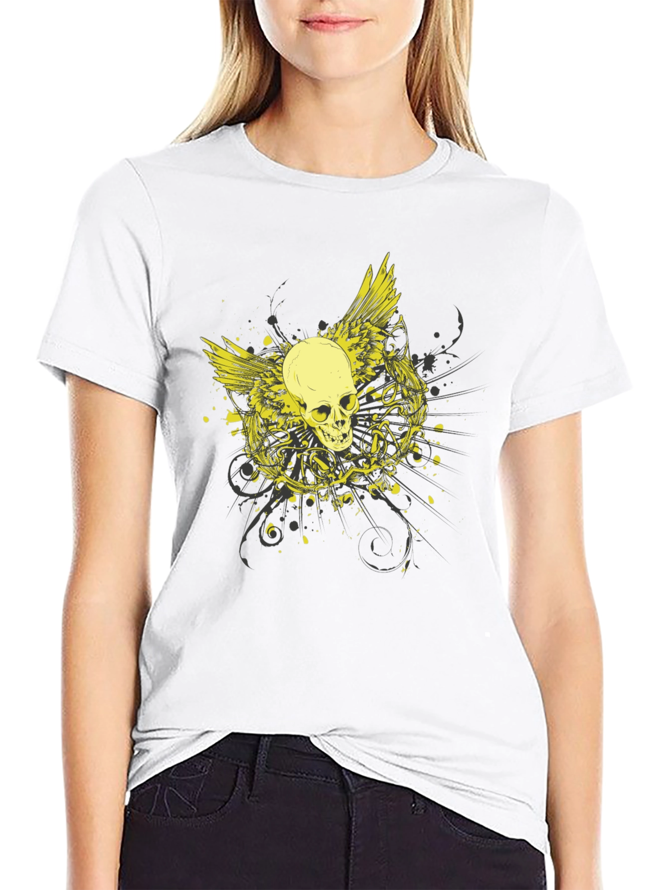 Skull Wings Graphic Black Tee