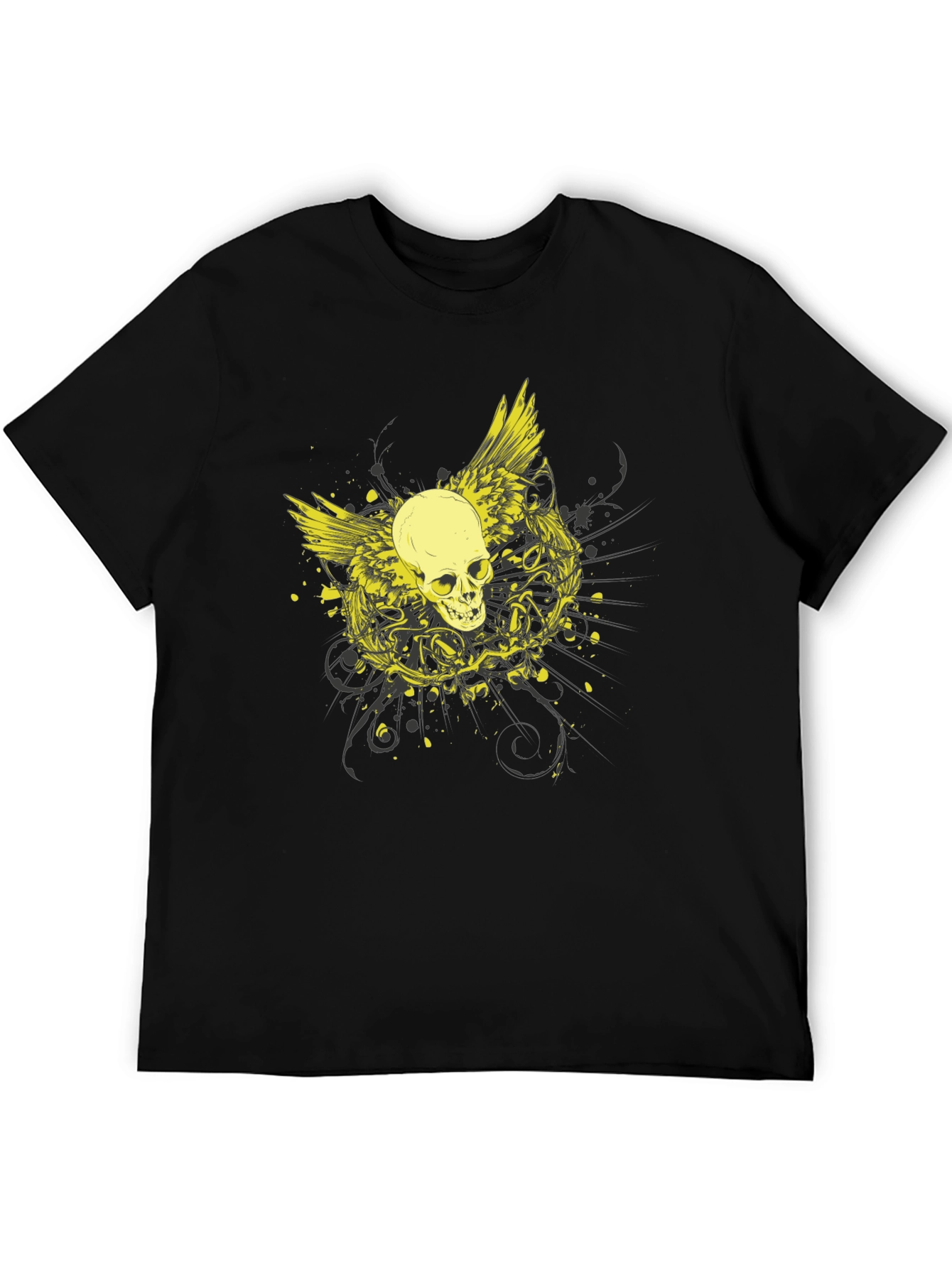 Skull Wings Graphic Black Tee