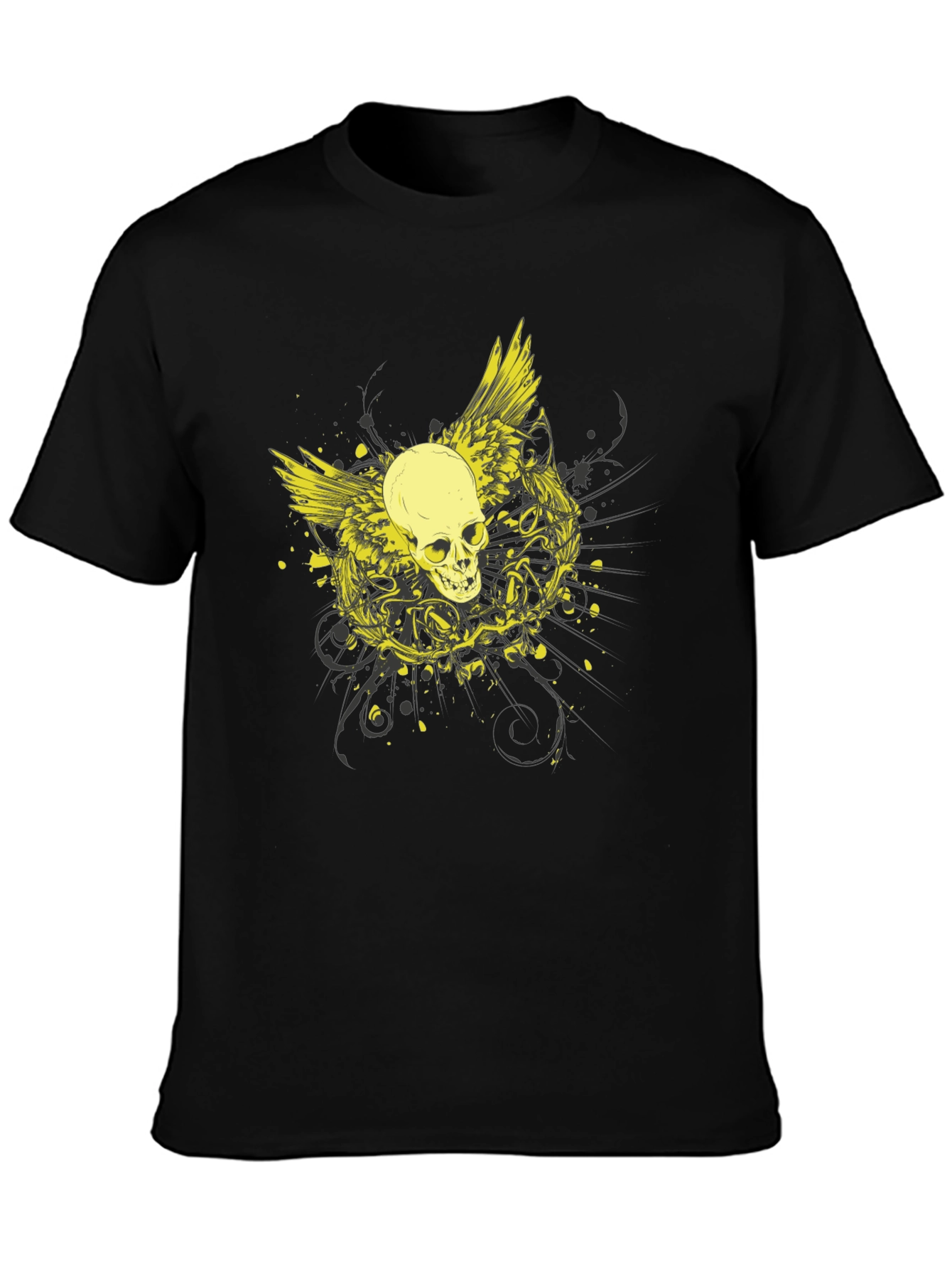 Skull Wings Graphic Black Tee