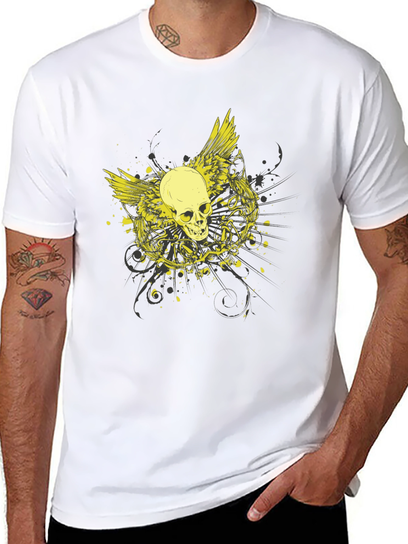 Skull Wings Graphic Black Tee