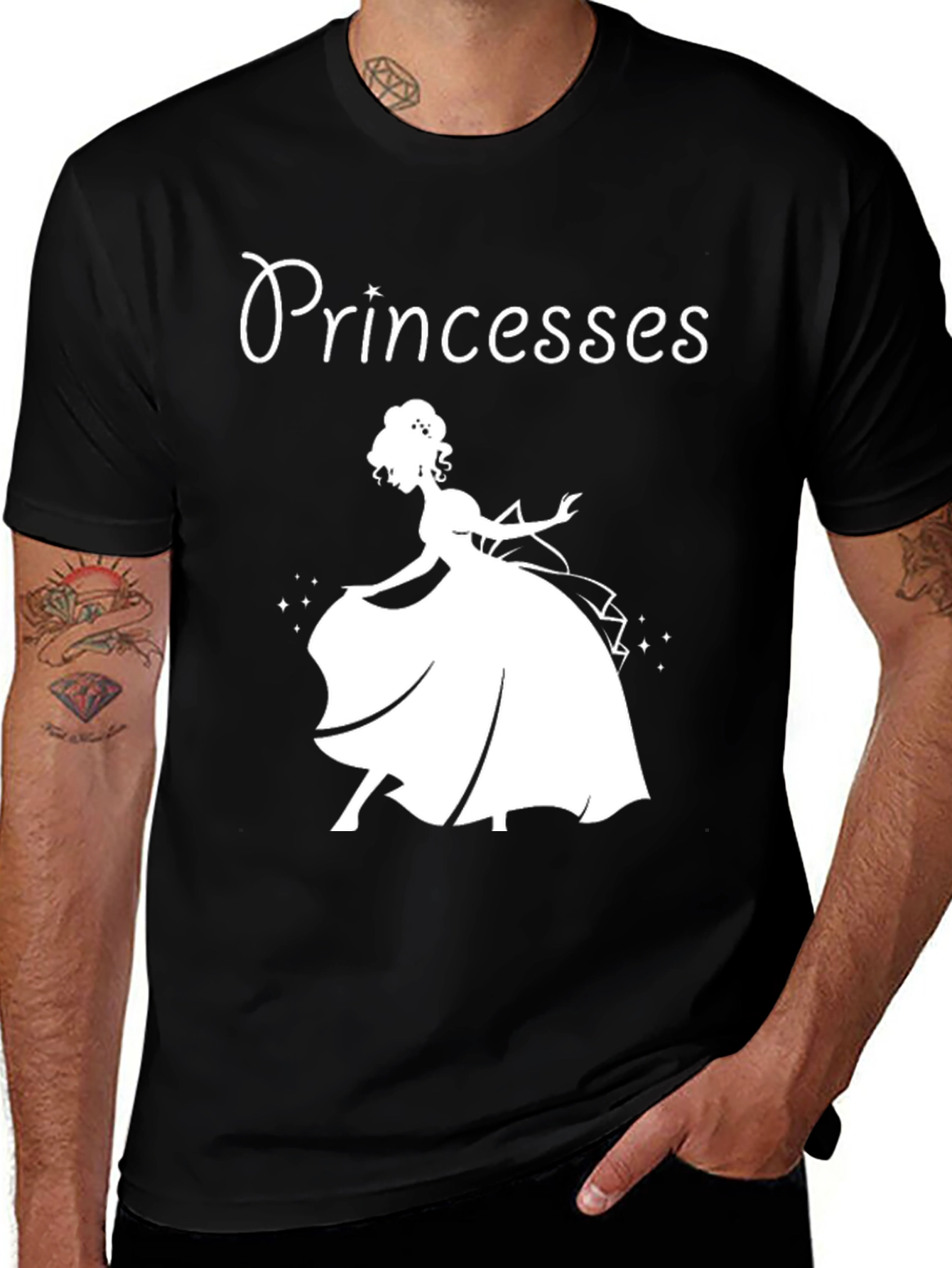 Princesses Graphic Tee - Black Cotton T-Shirt
