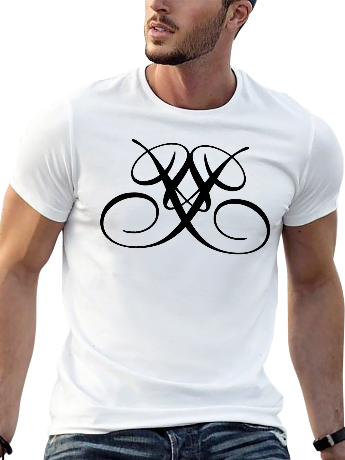 Elegant Black Swirl Graphic Tee - Casual Style