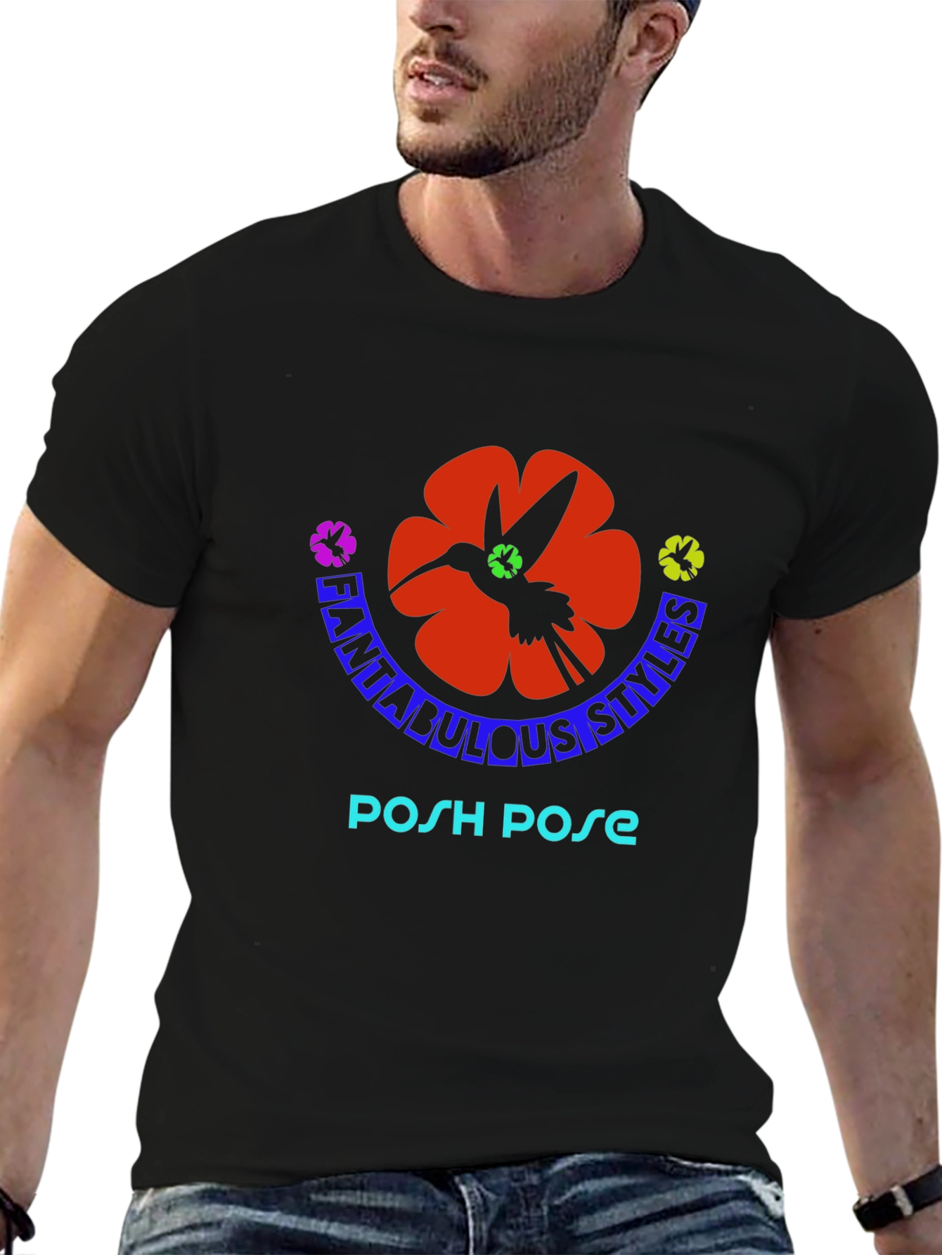 Fantabulous Styles Posh Pose Black T-Shirt