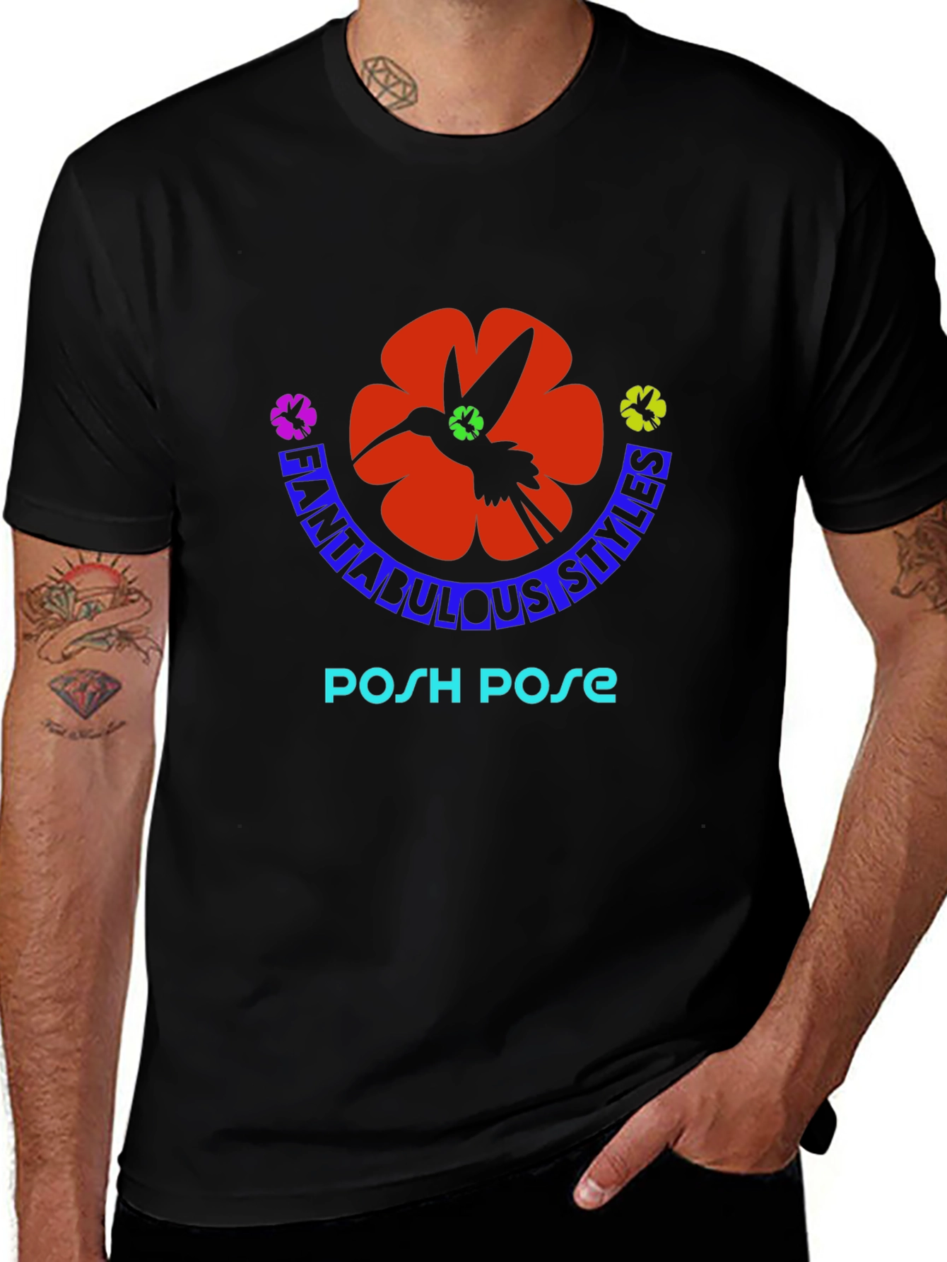 Fantabulous Styles Posh Pose Black T-Shirt