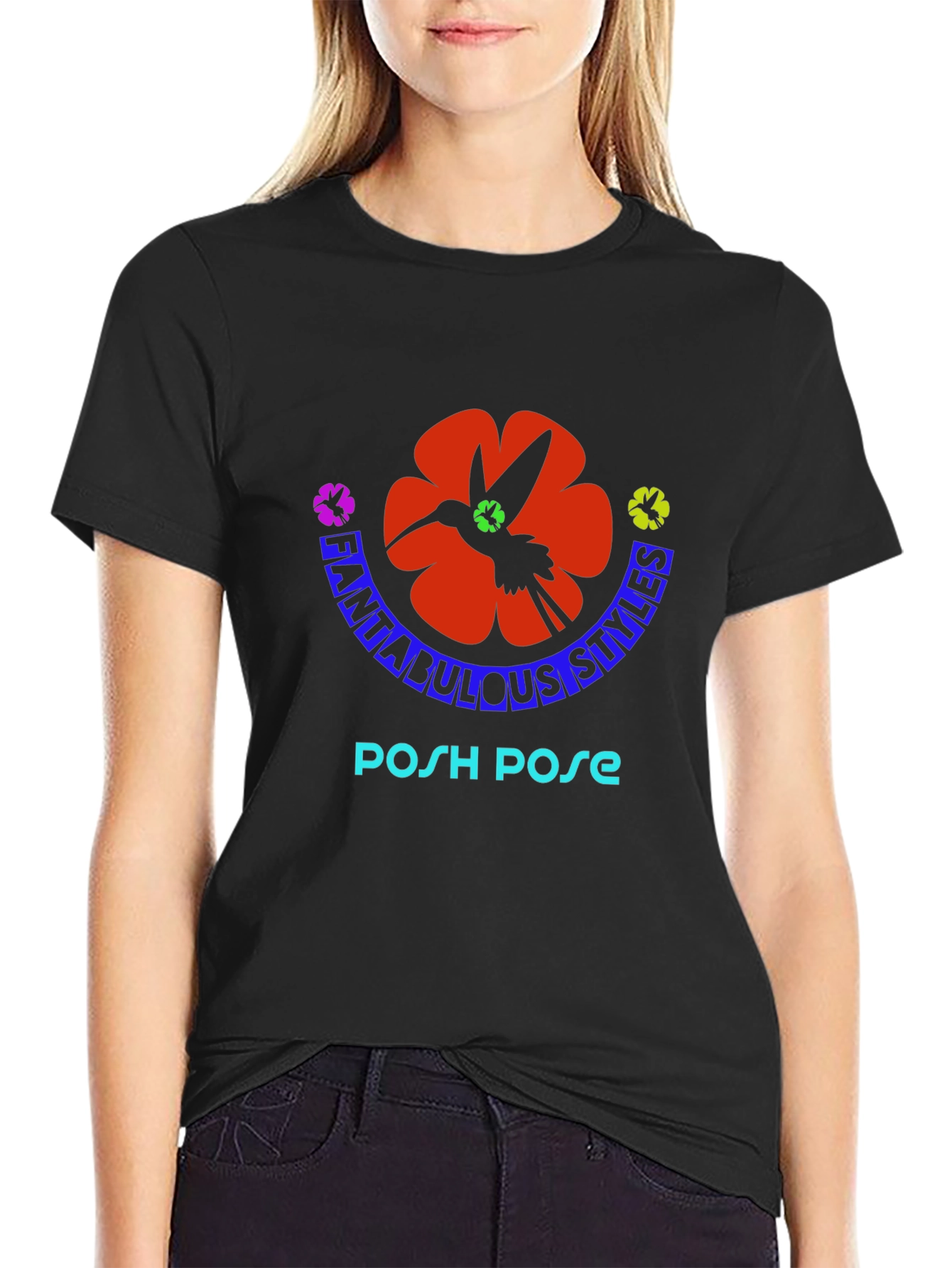 Fantabulous Styles Posh Pose Black T-Shirt