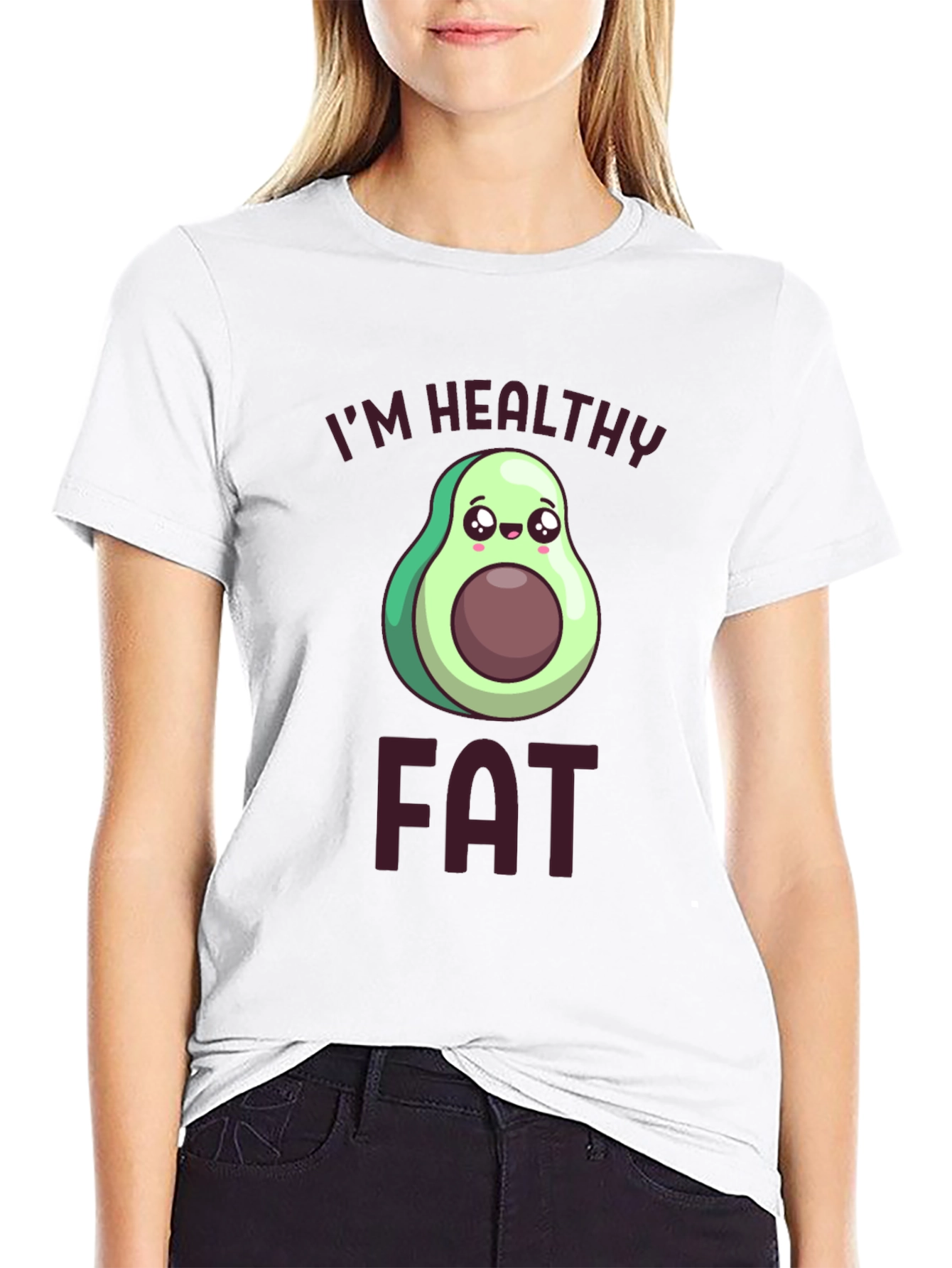 Im Healthy Fat T-Shirt Avocado Cartoon Design