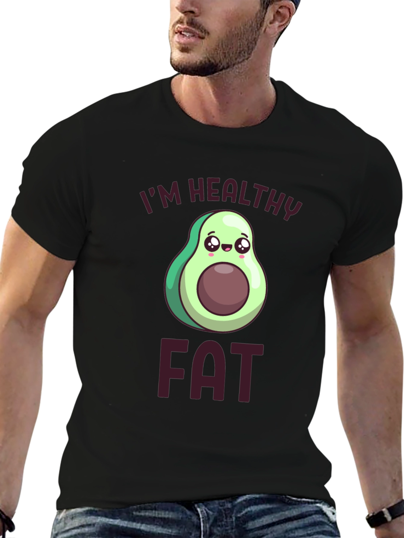Im Healthy Fat T-Shirt Avocado Cartoon Design
