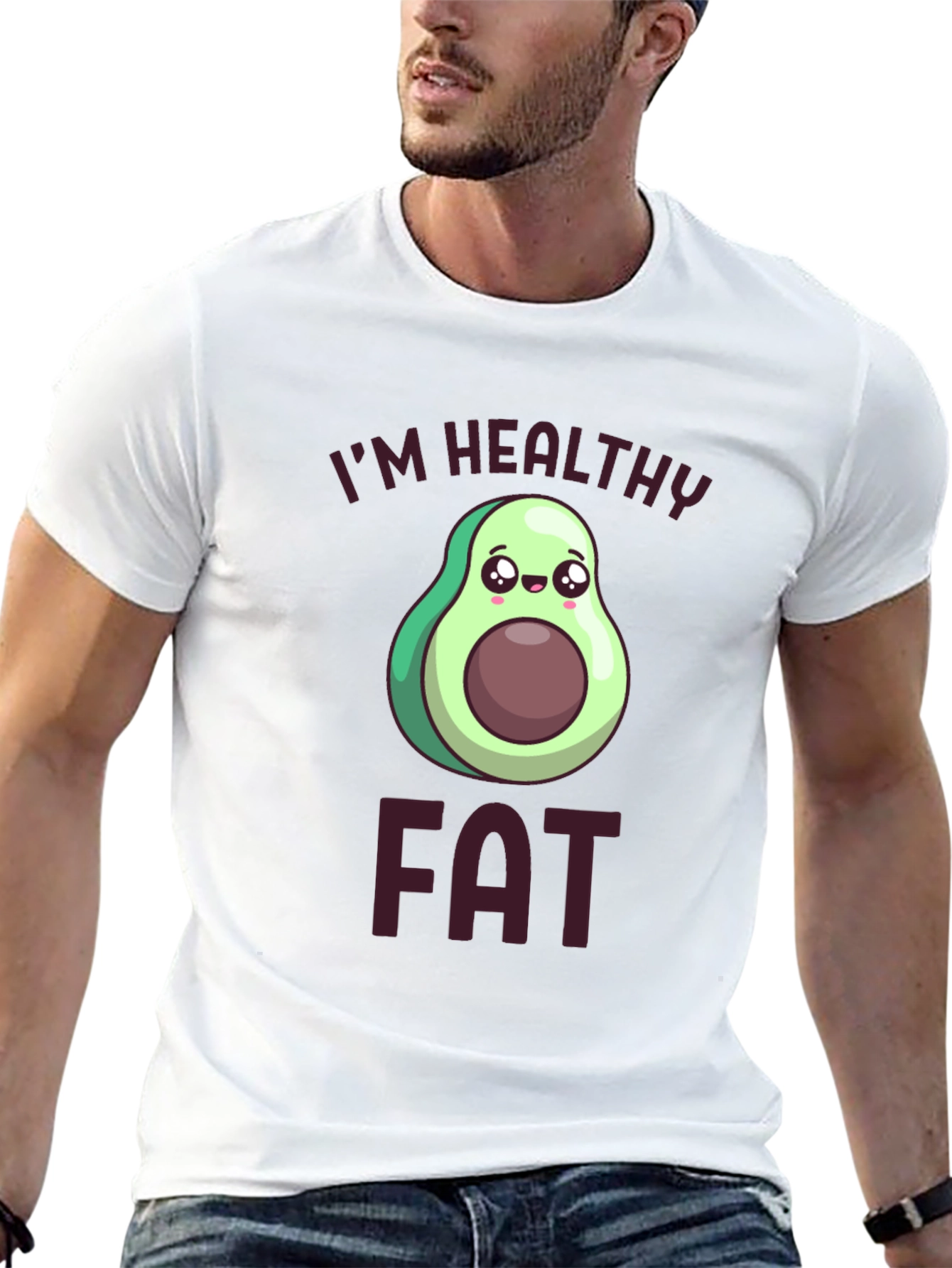Im Healthy Fat T-Shirt Avocado Cartoon Design