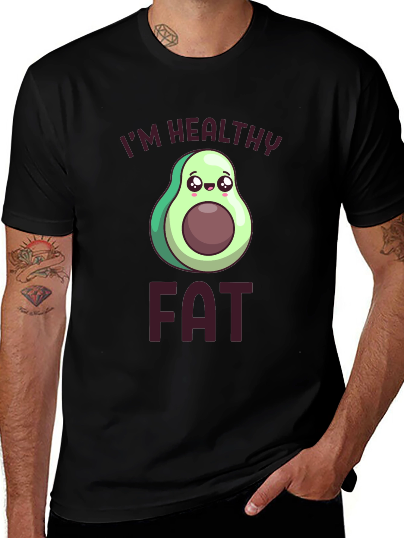Im Healthy Fat T-Shirt Avocado Cartoon Design