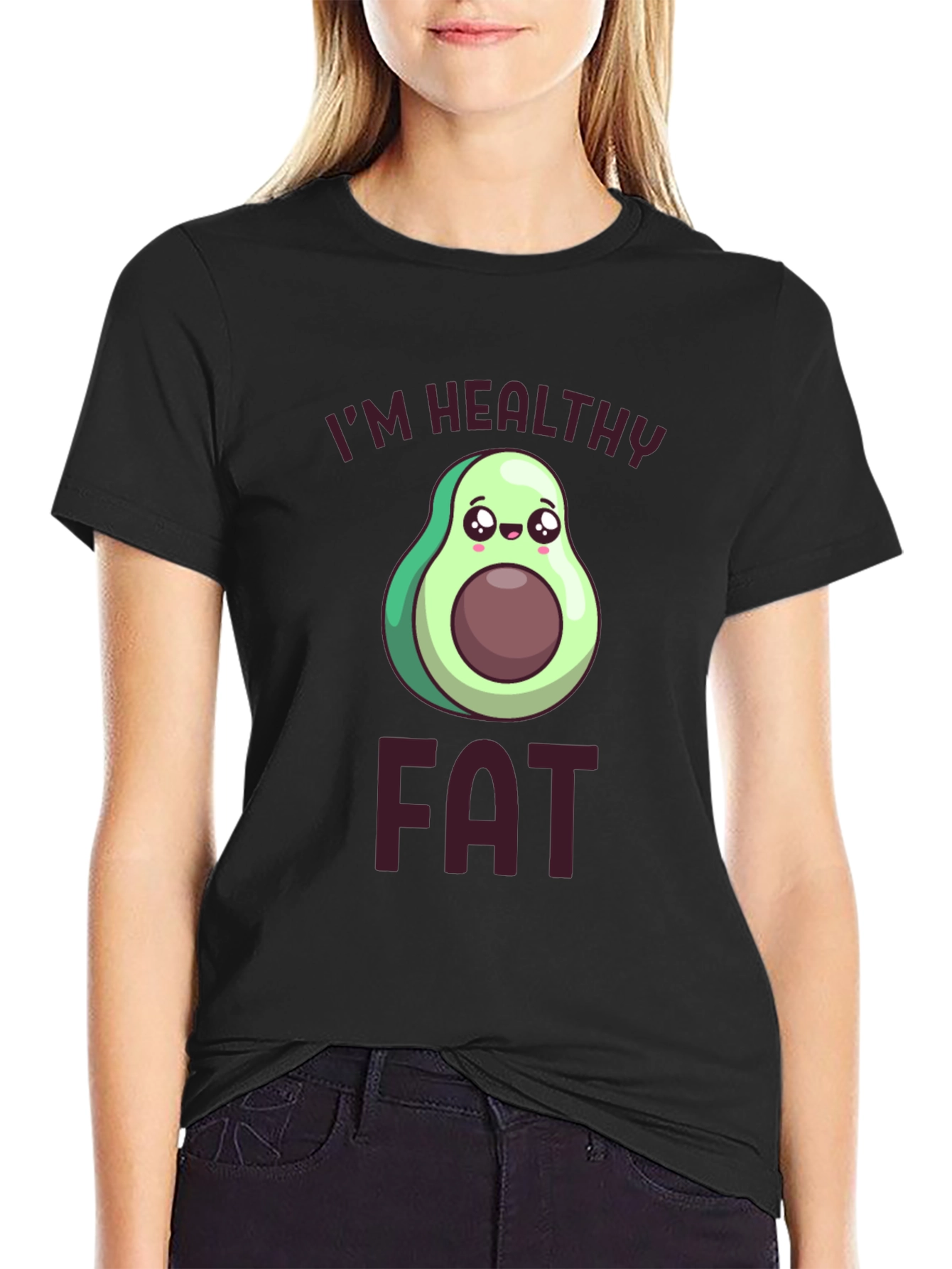 Im Healthy Fat T-Shirt Avocado Cartoon Design