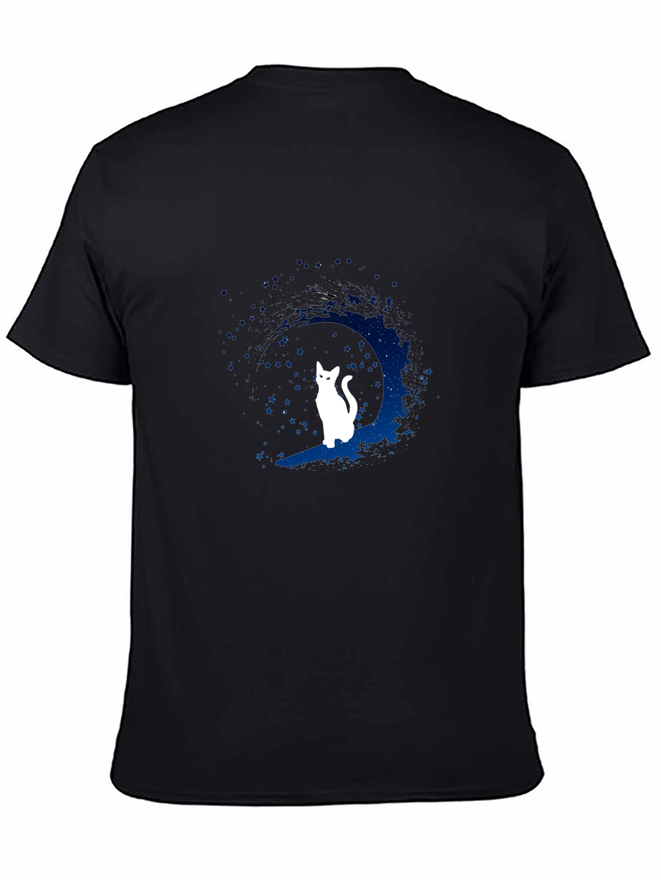 Moon Cat Graphic Tee - Black Cotton Blend