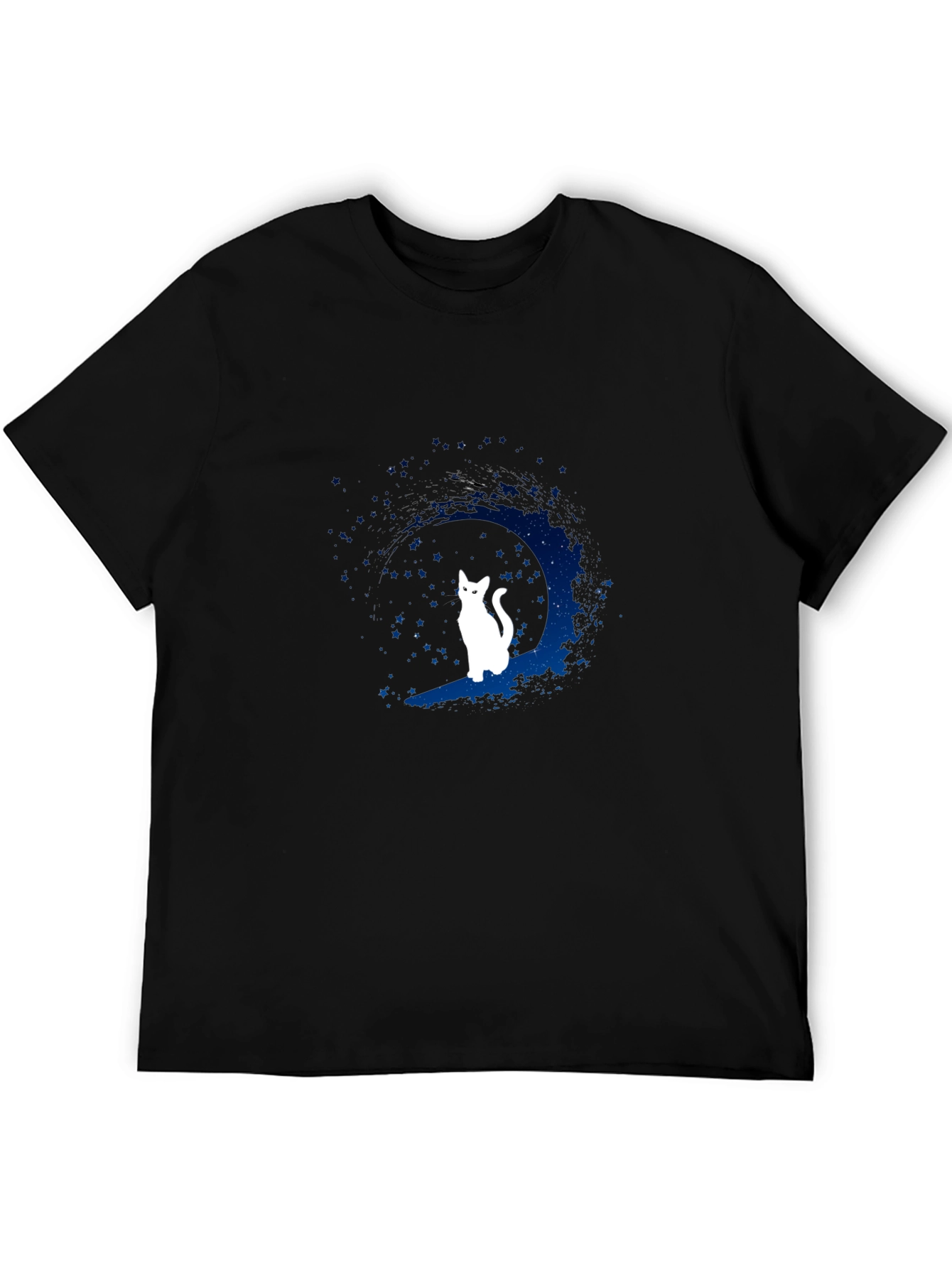 Moon Cat Graphic Tee - Black Cotton Blend