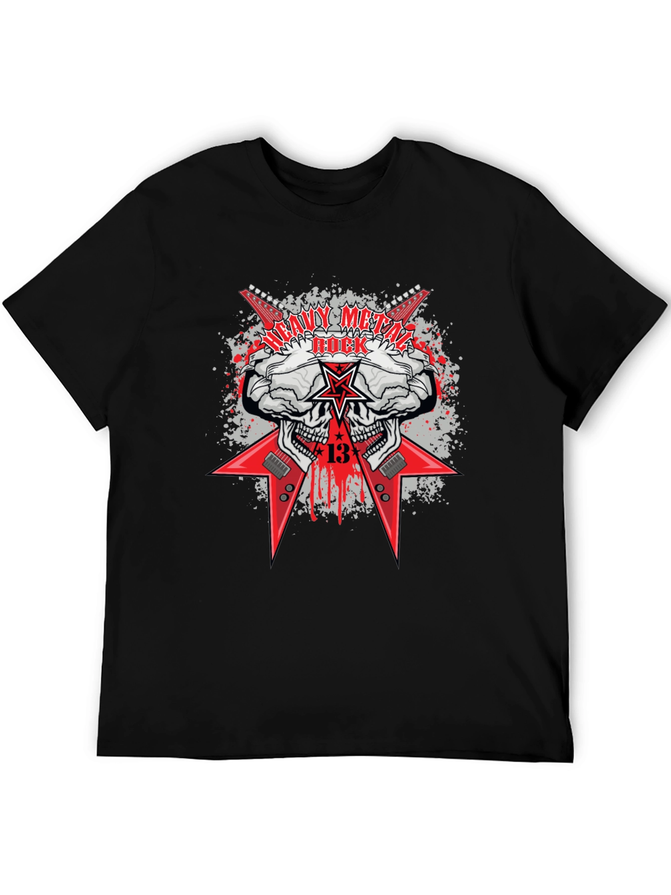 Heavy Metal Rock Skull Graphic T-Shirt