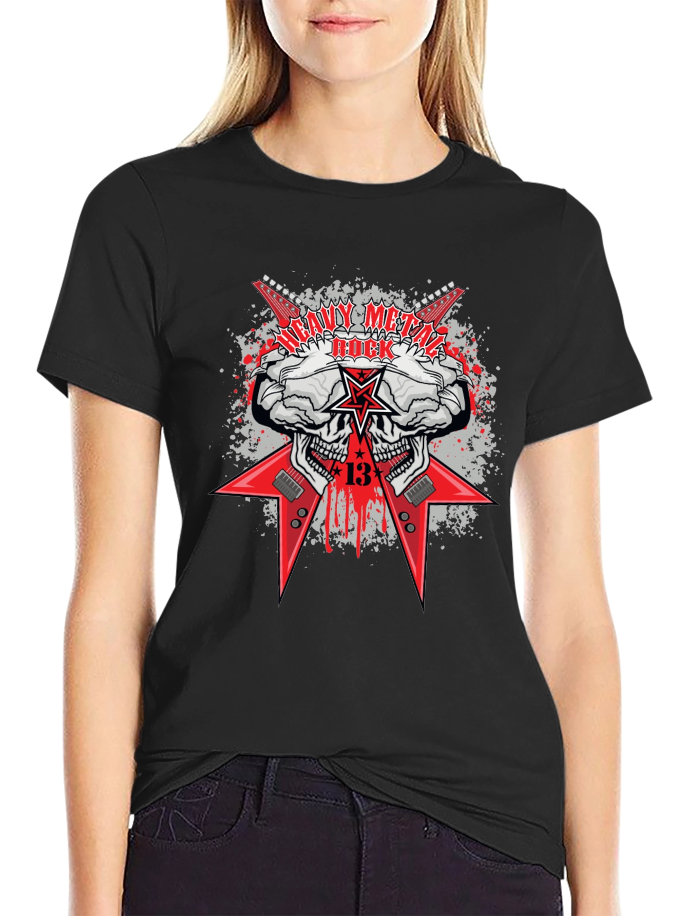 Heavy Metal Rock Skull Graphic T-Shirt
