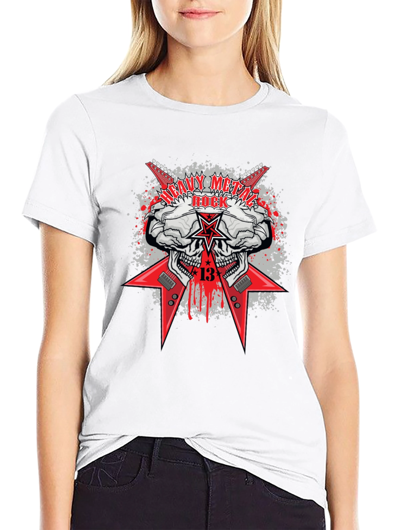 Heavy Metal Rock Skull Graphic T-Shirt