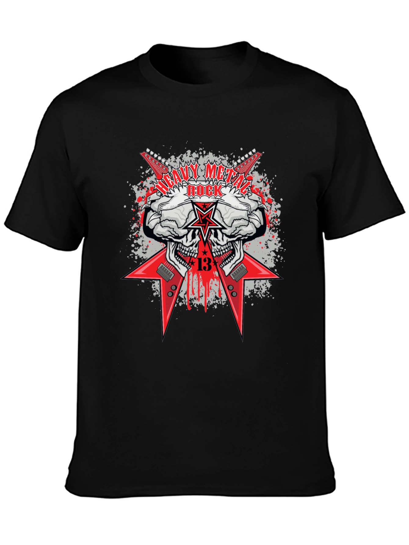 Heavy Metal Rock Skull Graphic T-Shirt