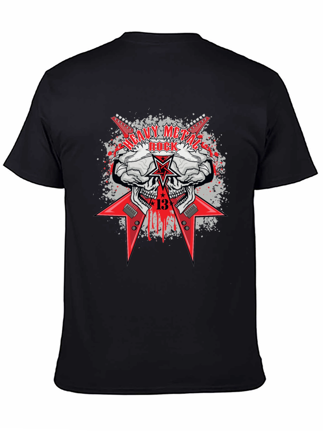Heavy Metal Rock Skull Graphic T-Shirt