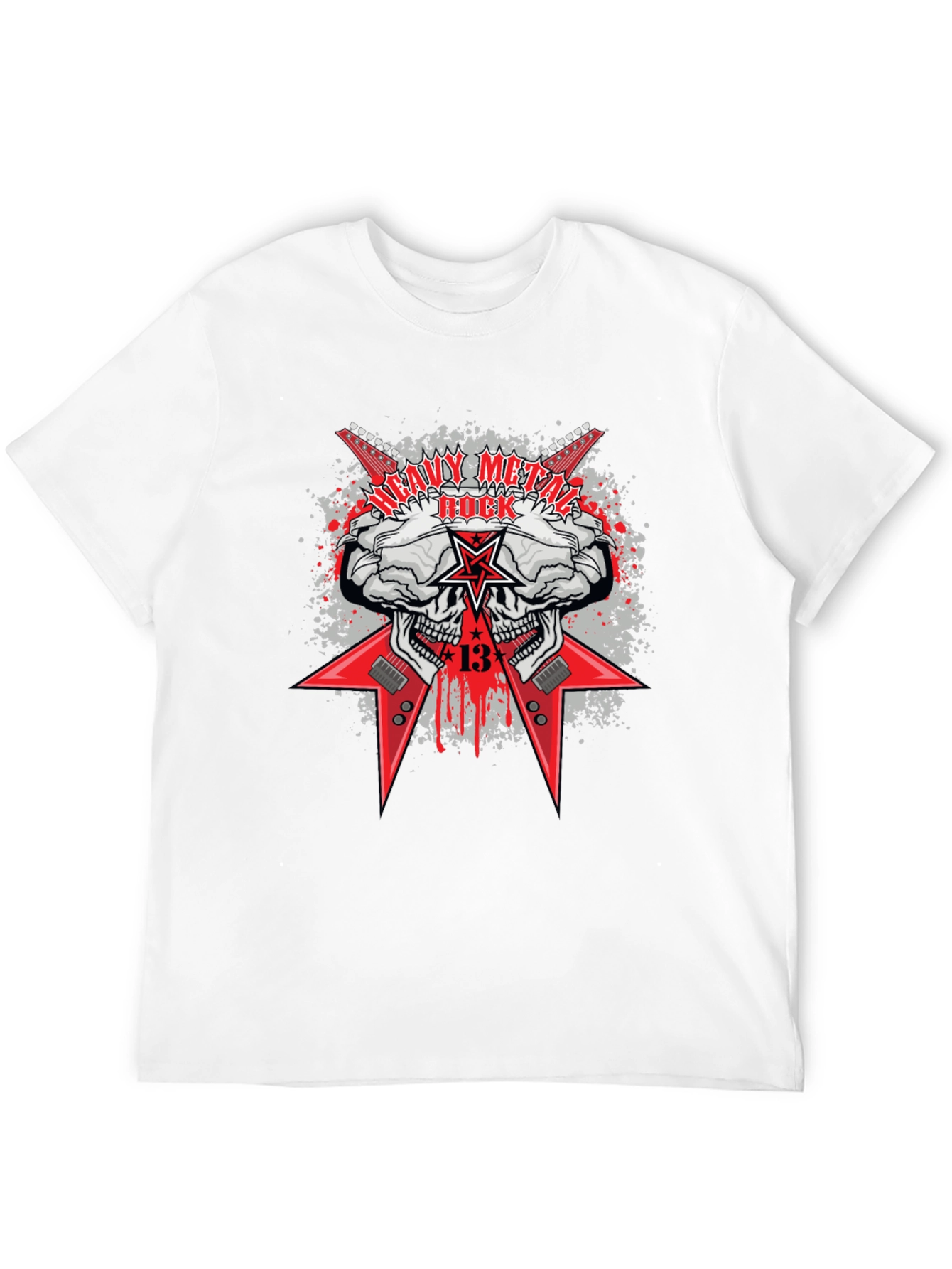 Heavy Metal Rock Skull Graphic T-Shirt