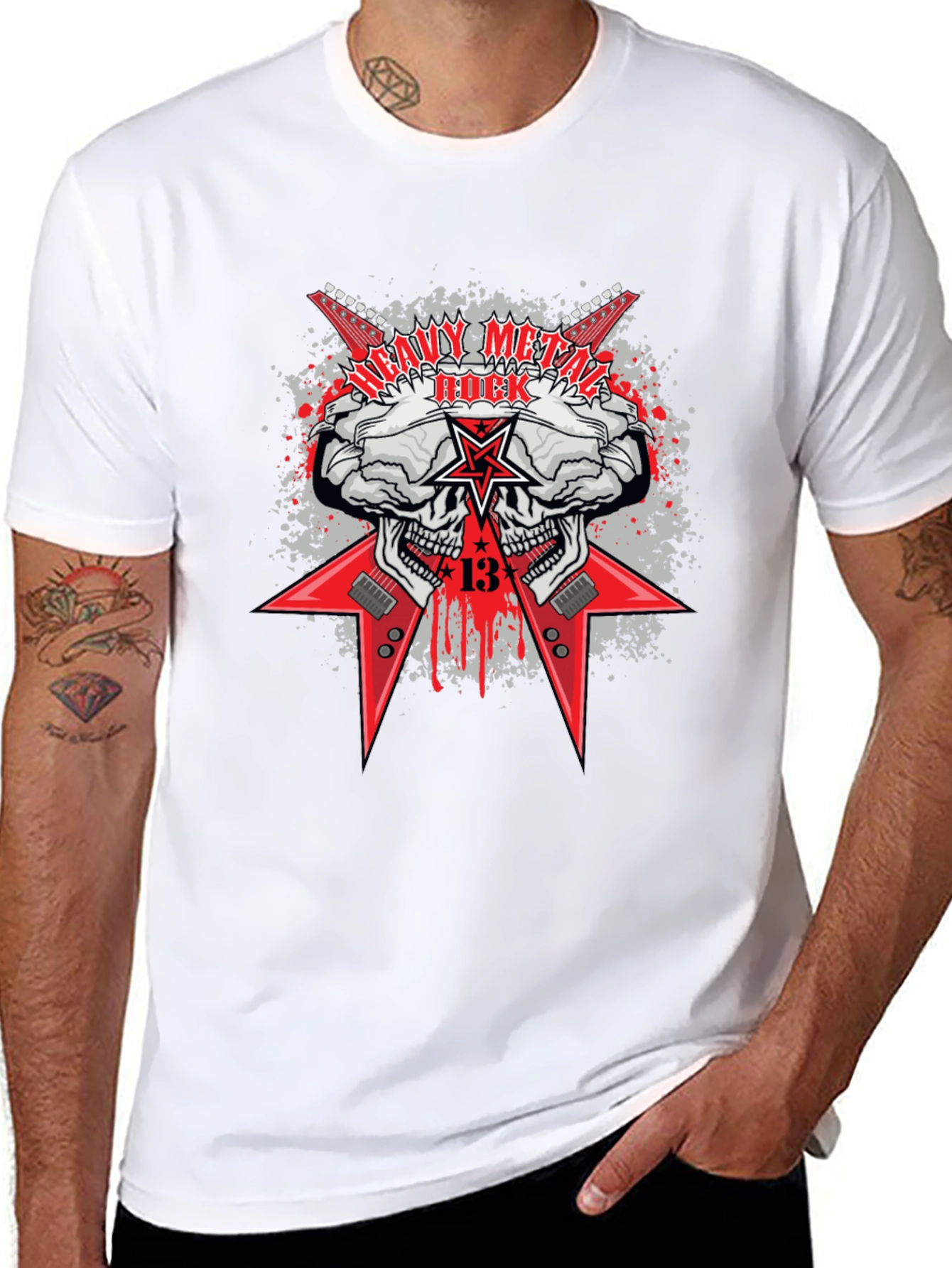 Heavy Metal Rock Skull Graphic T-Shirt