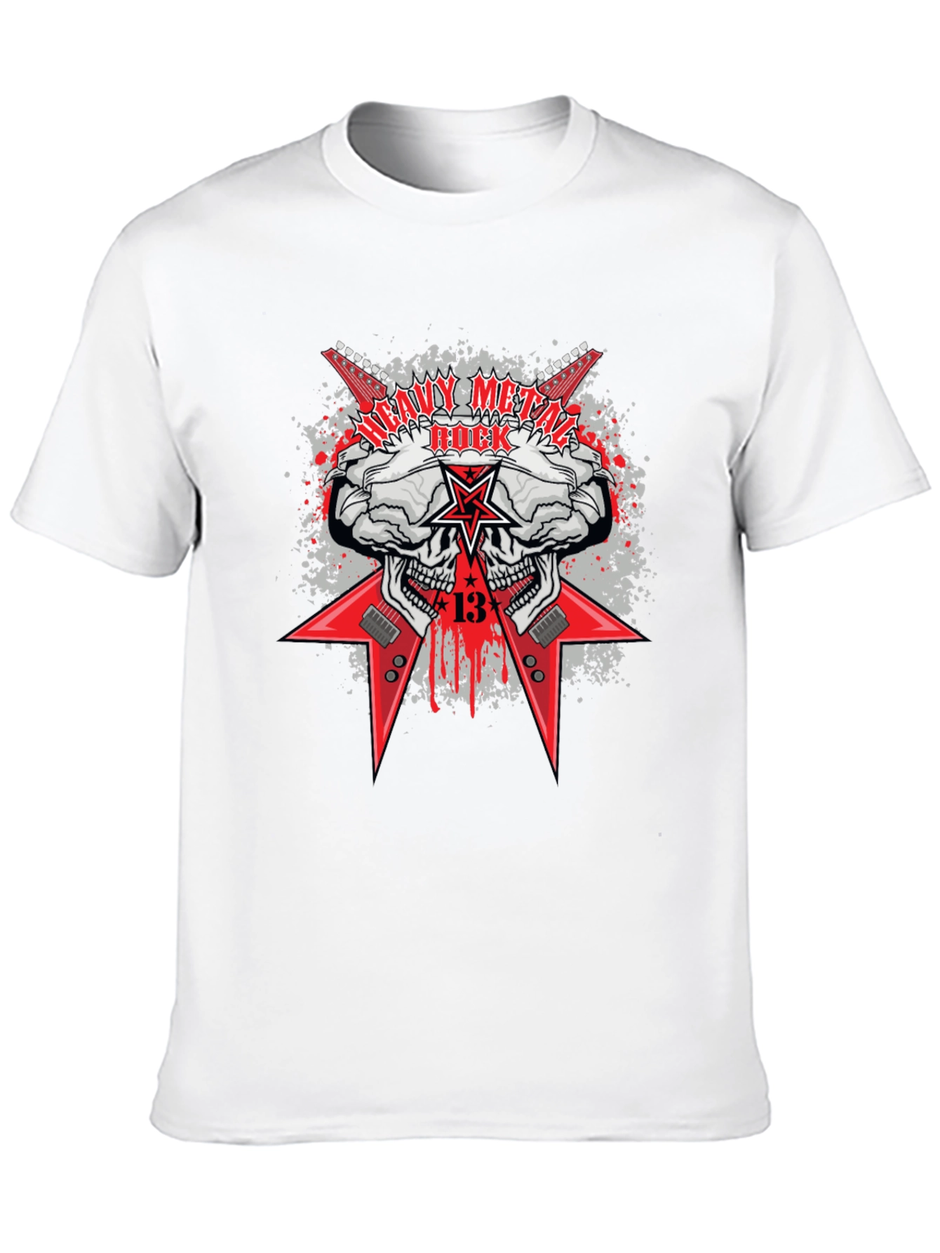 Heavy Metal Rock Skull Graphic T-Shirt