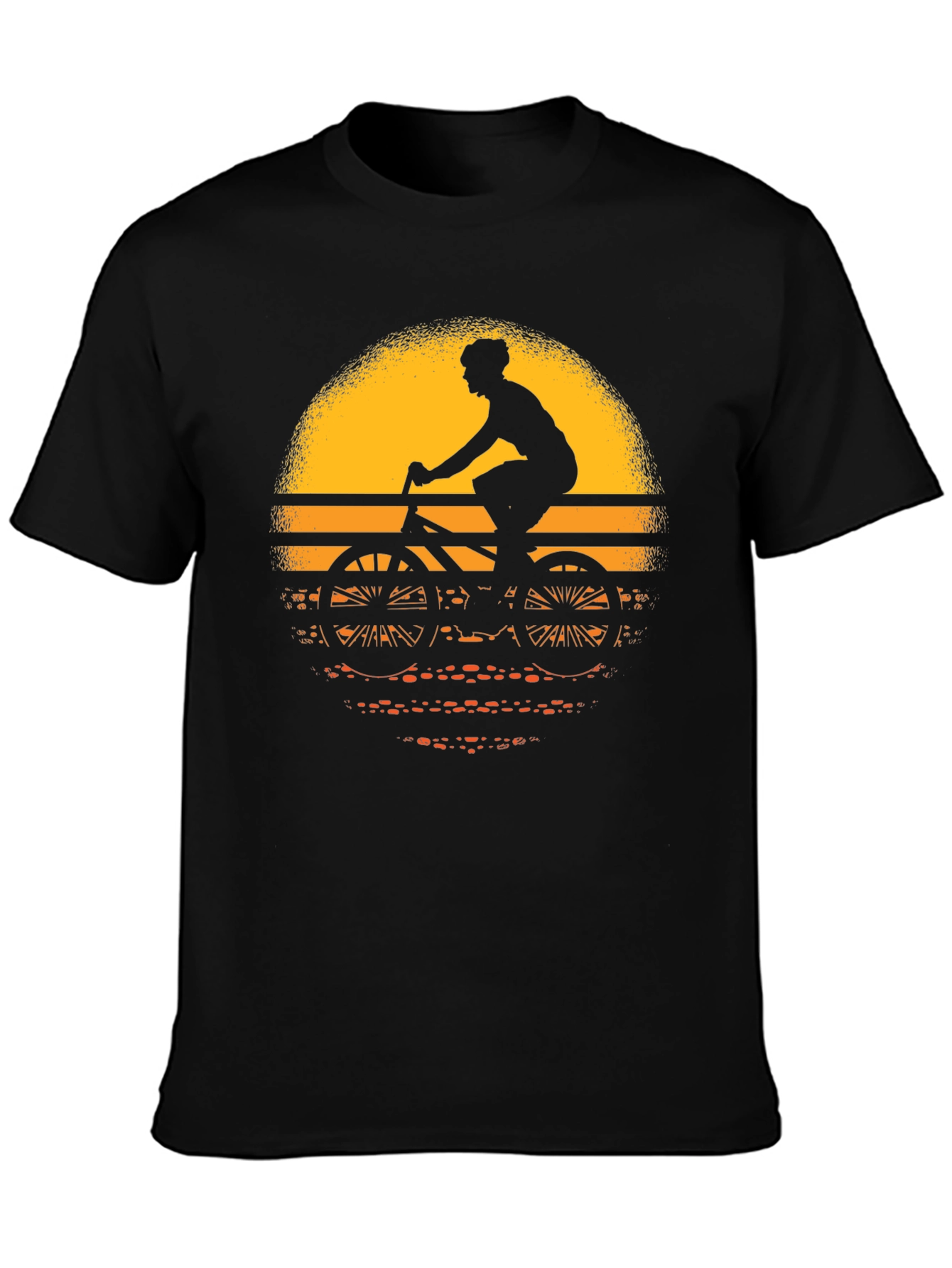 Cyclist Sunset Graphic Tee - Black