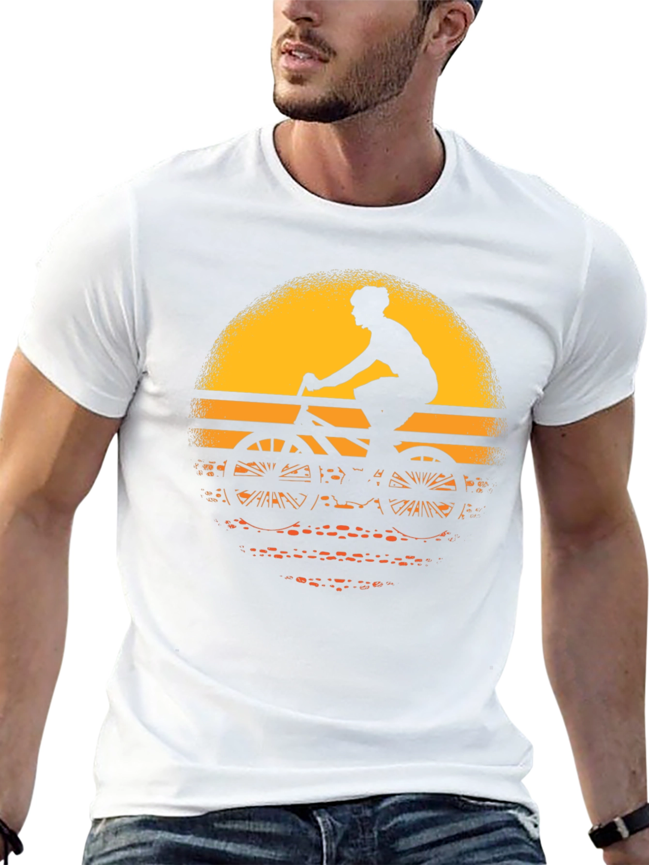 Cyclist Sunset Graphic Tee - Black