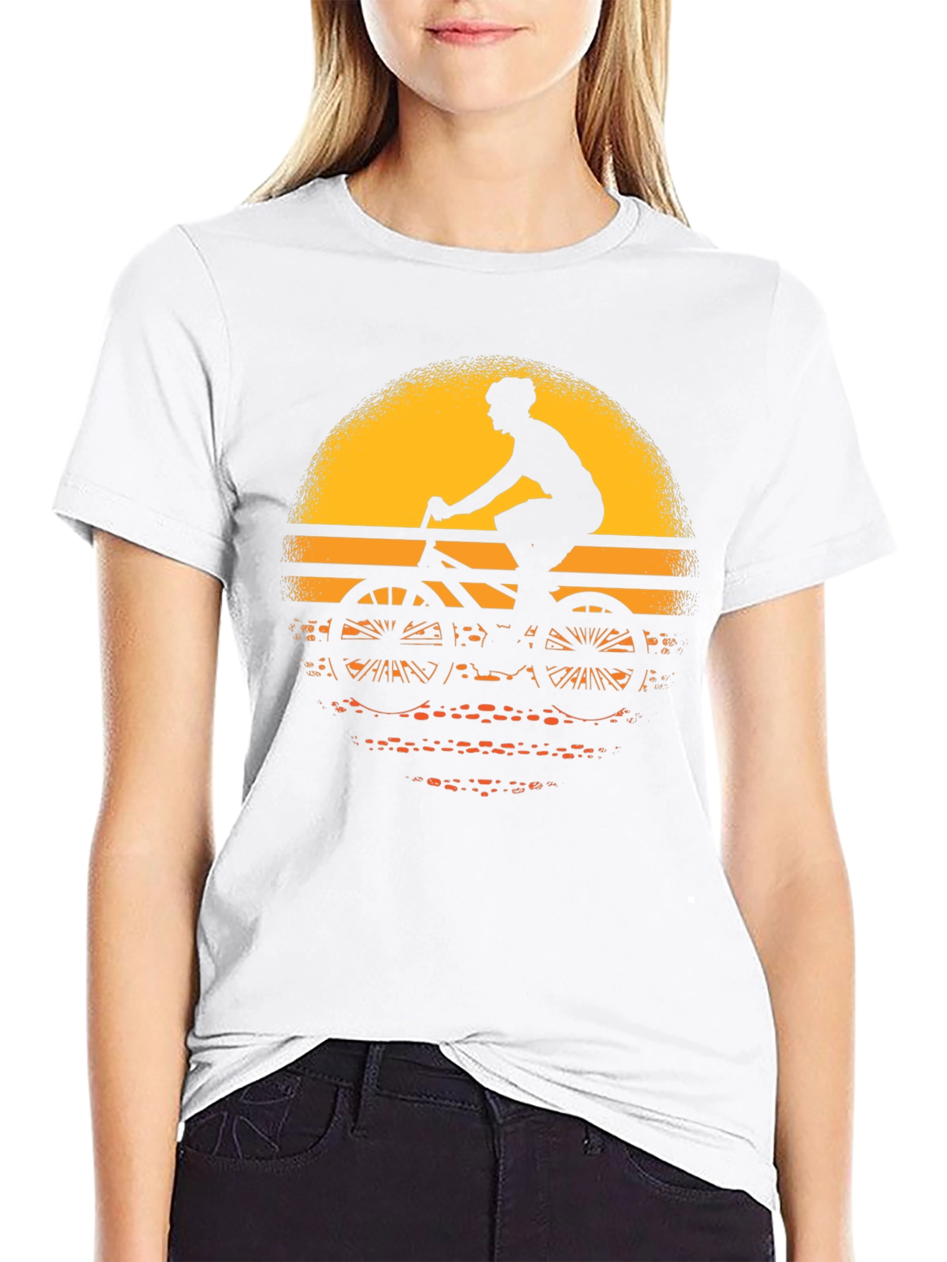 Cyclist Sunset Graphic Tee - Black