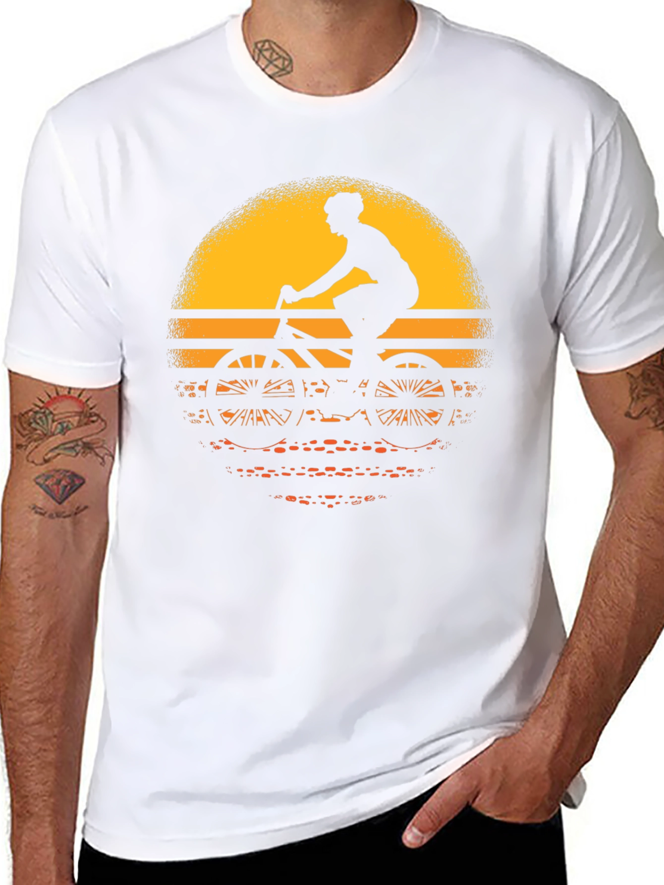 Cyclist Sunset Graphic Tee - Black