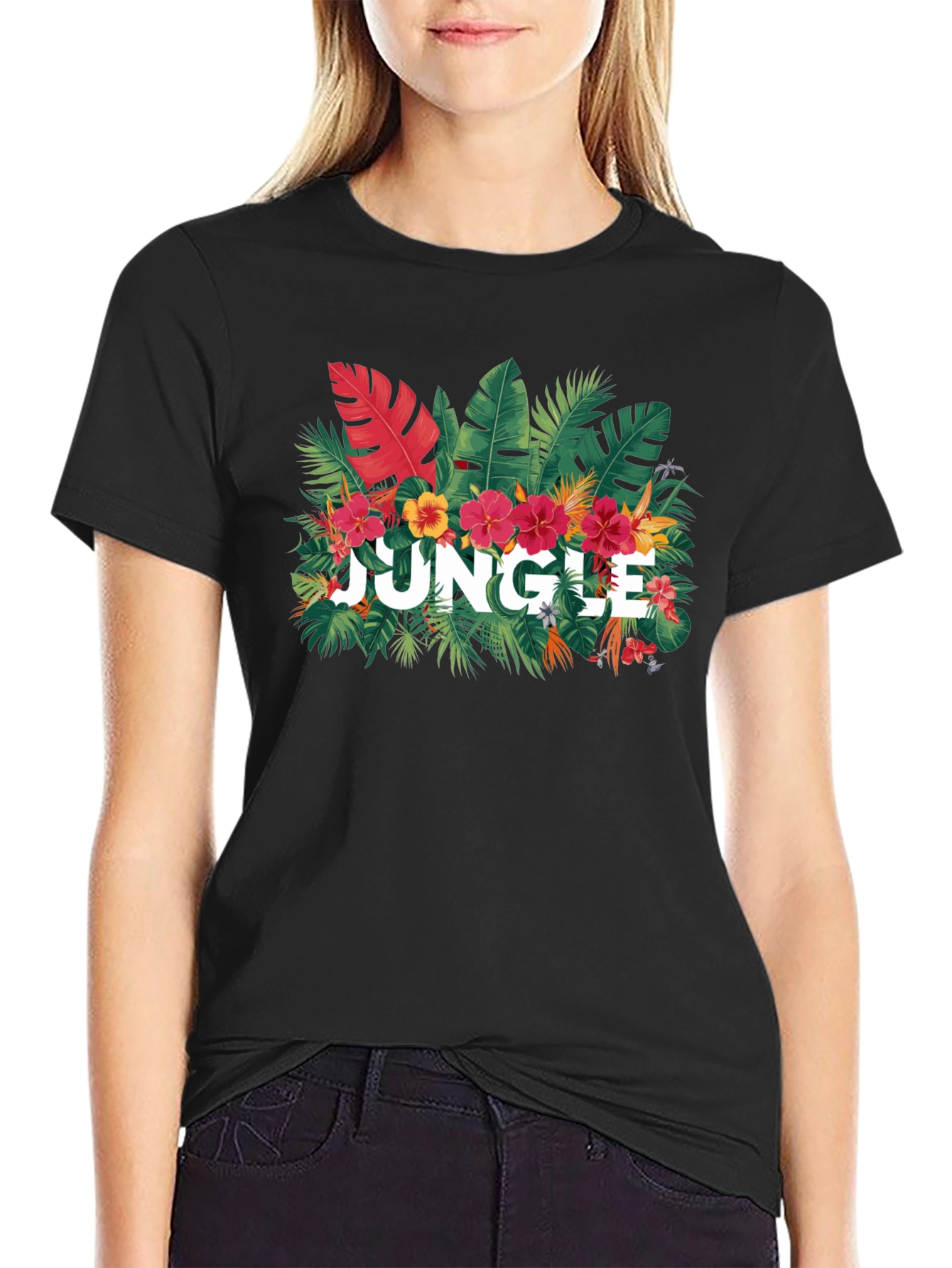 Jungle Graphic Print Black T-Shirt