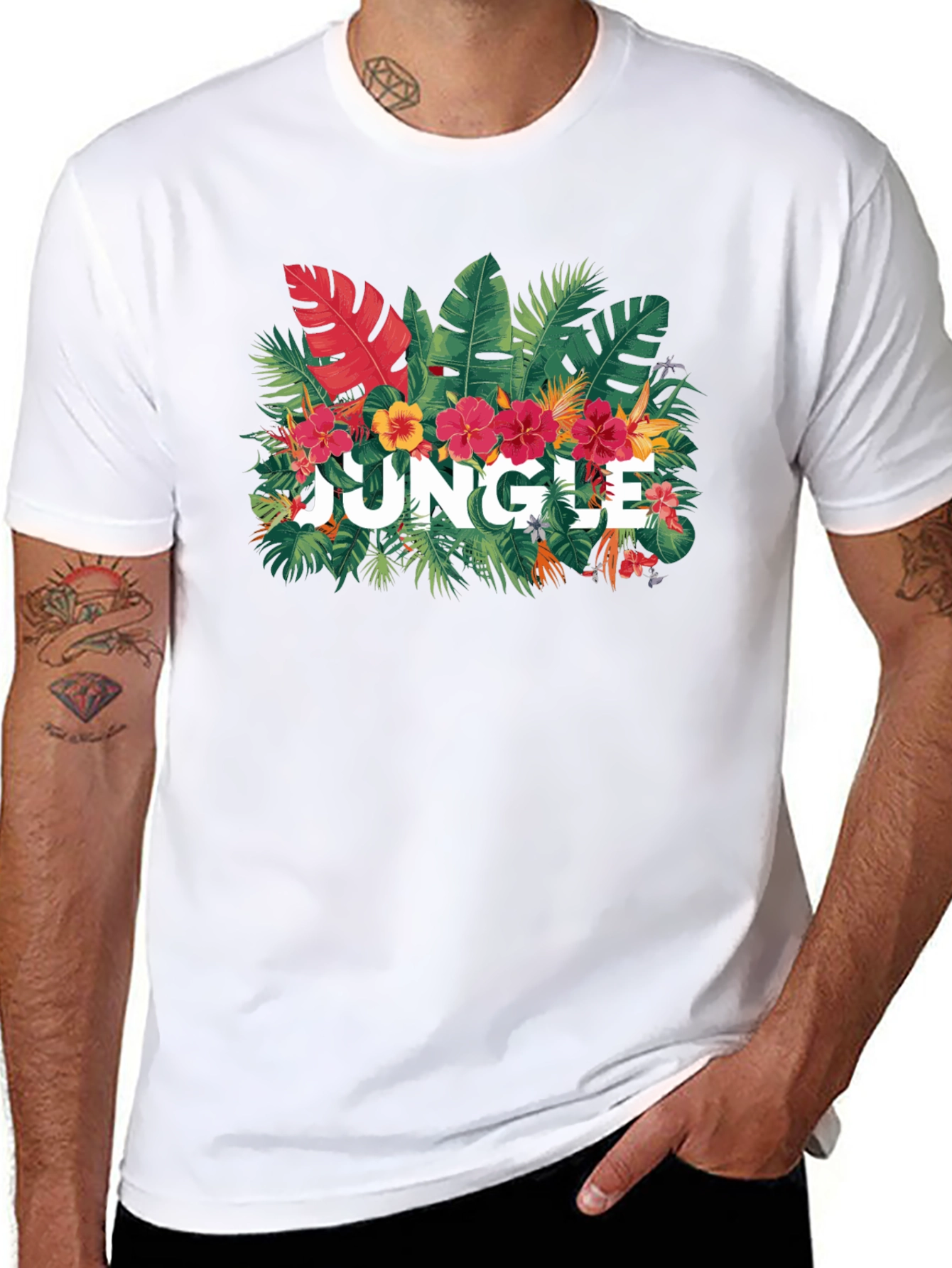 Jungle Graphic Print Black T-Shirt