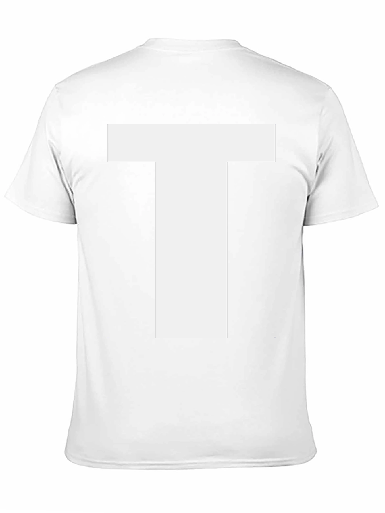 Bold White Letter T Graphic Black Cotton T-Shirt