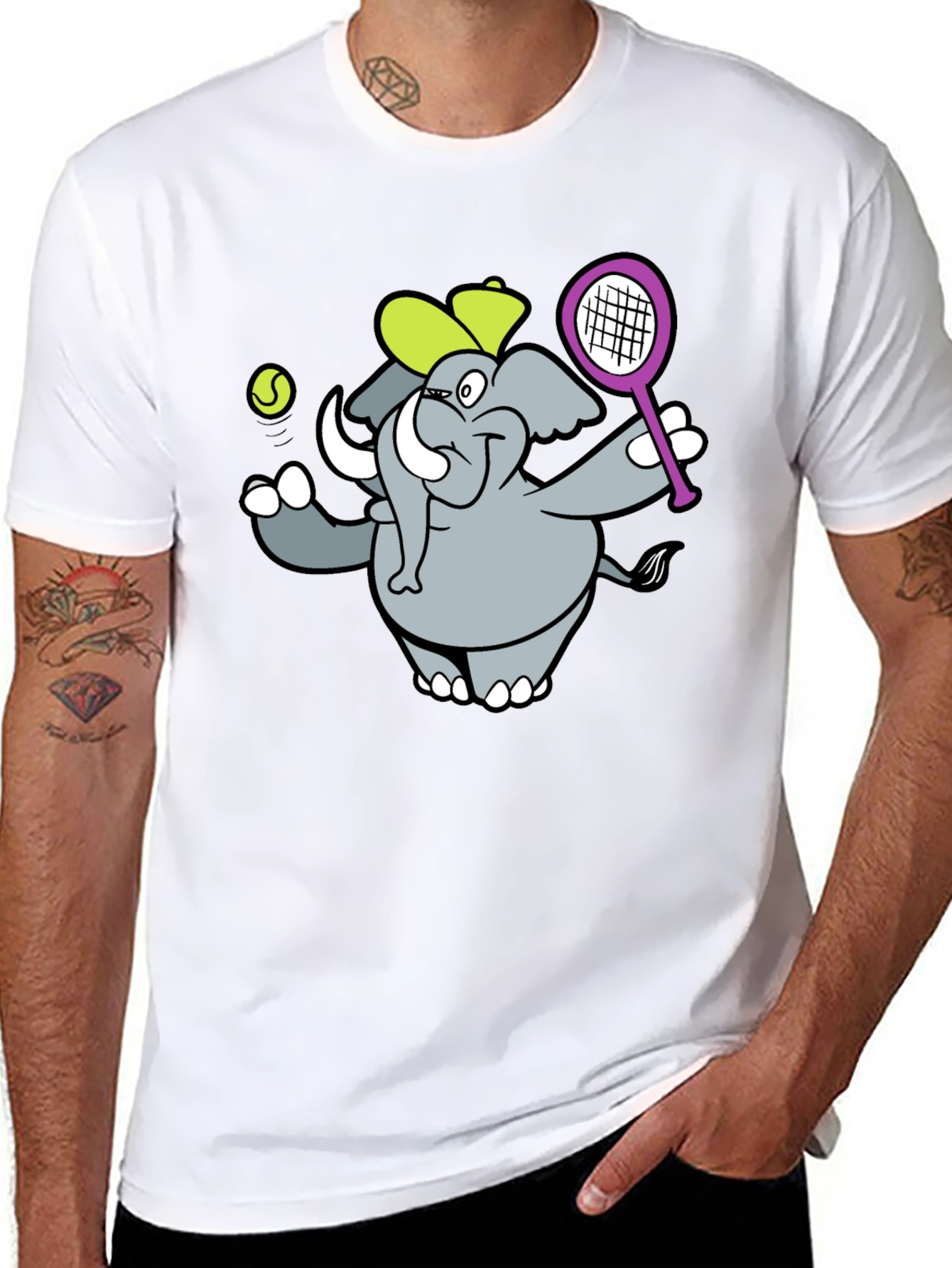 Elephant Tennis Player Graphic Tee