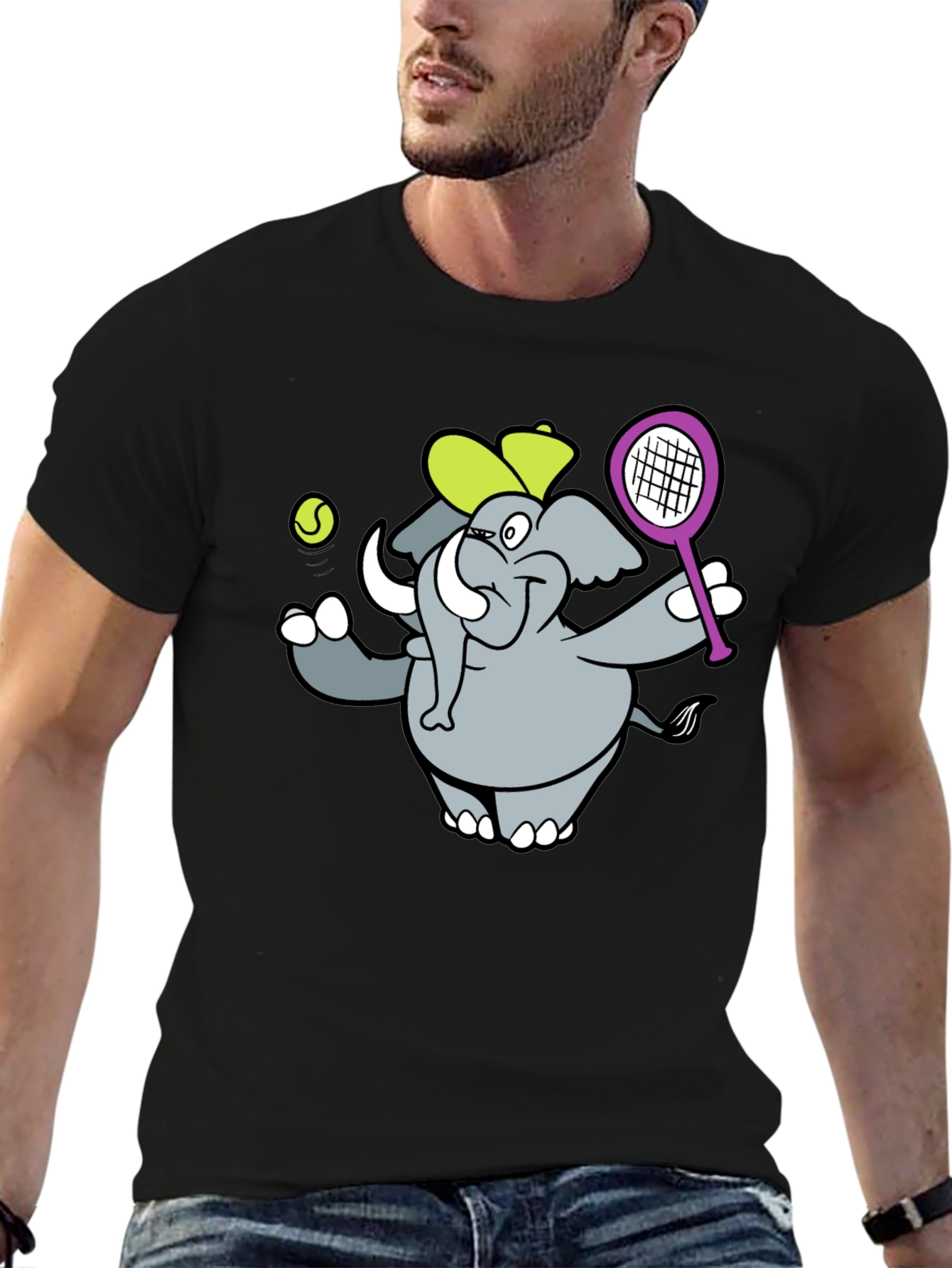 Elephant Tennis Player Graphic Tee