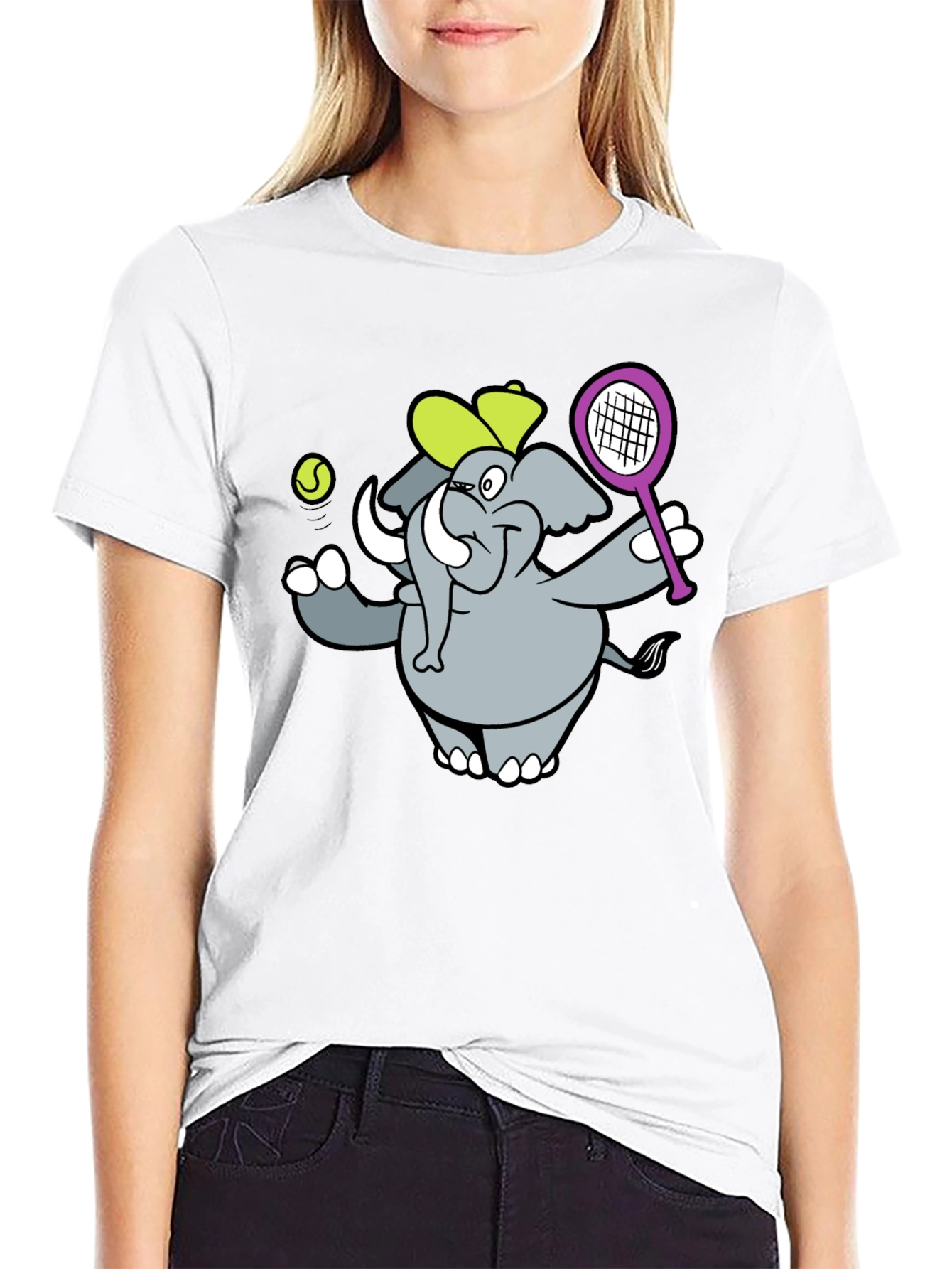 Elephant Tennis Player Graphic Tee
