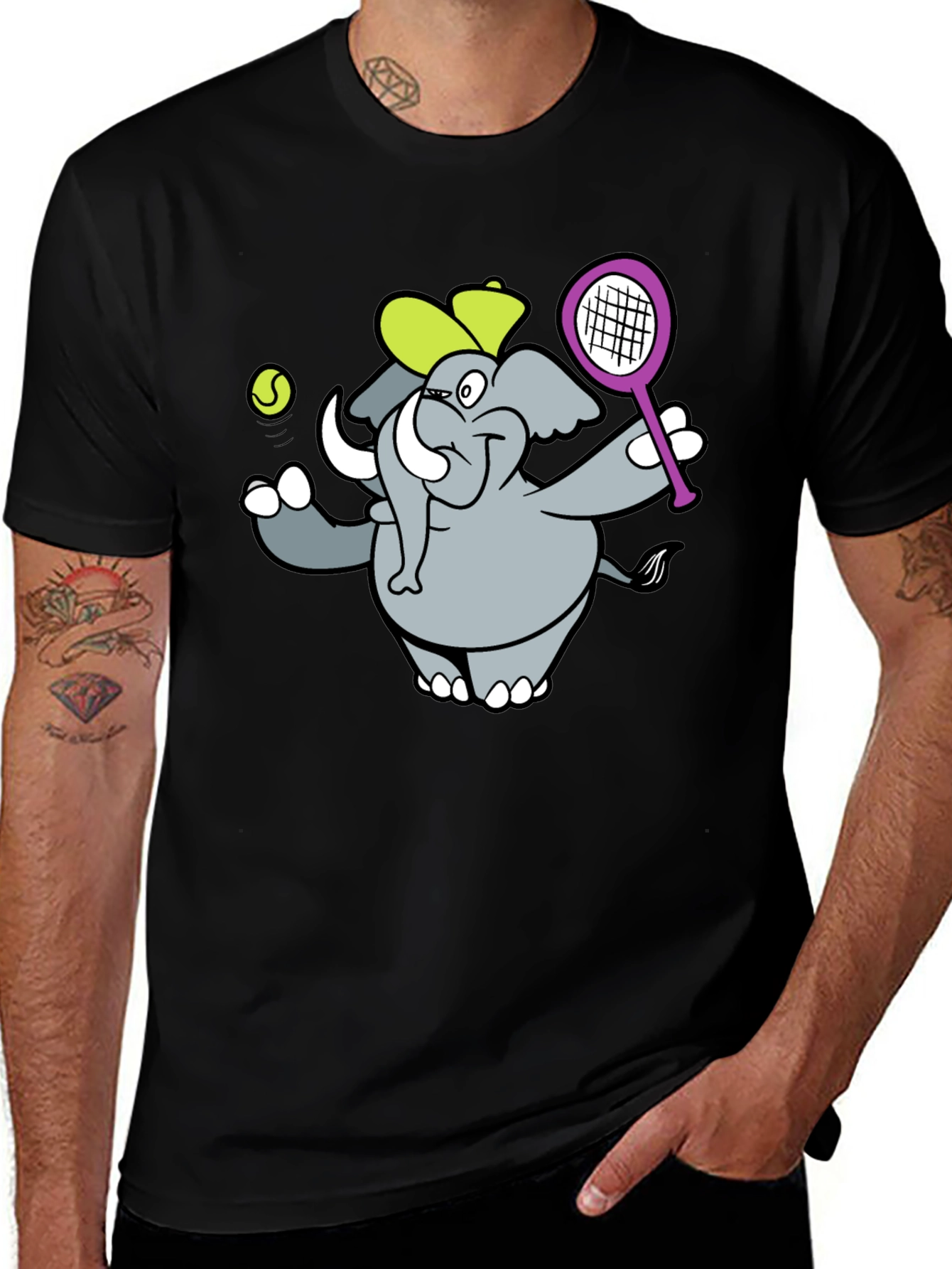 Elephant Tennis Player Graphic Tee