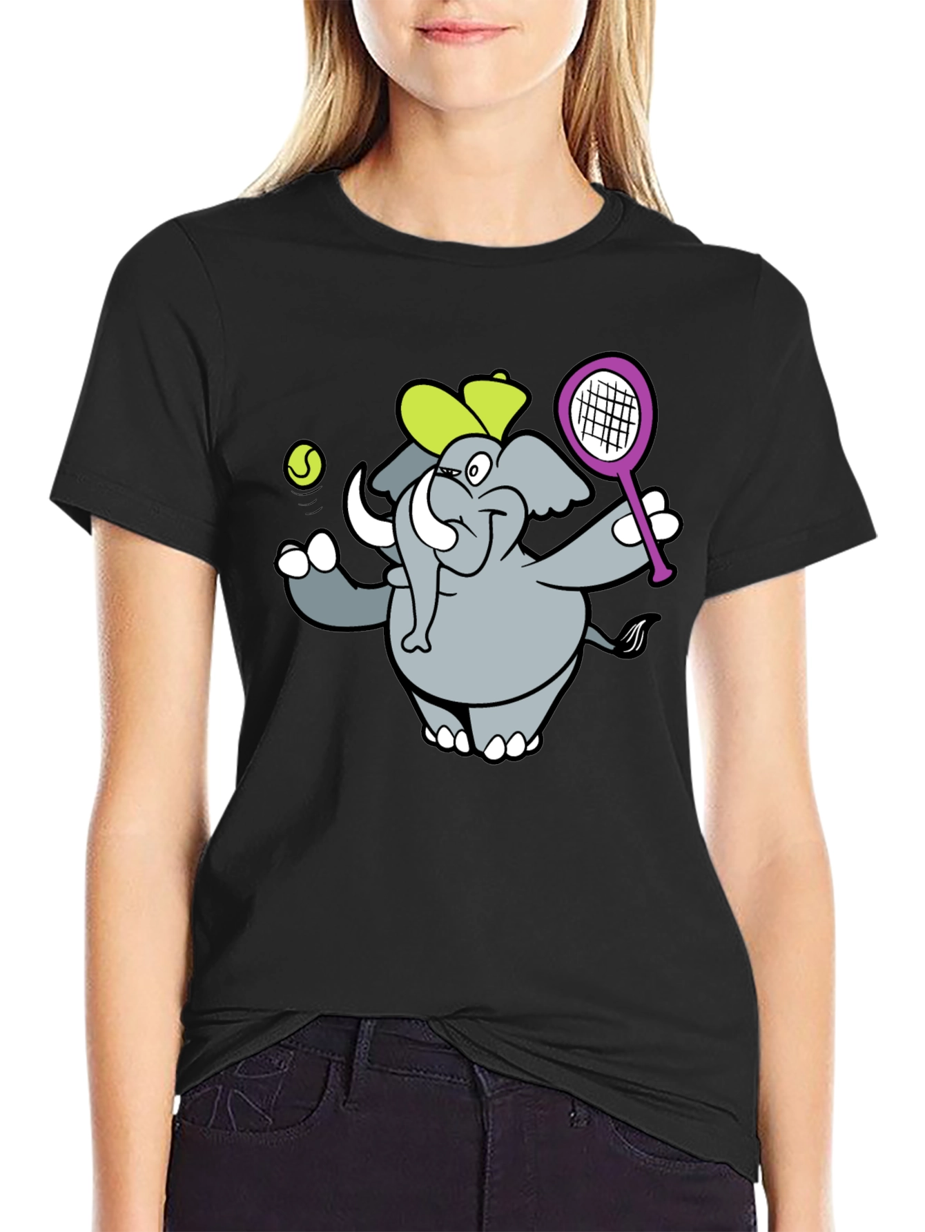 Elephant Tennis Player Graphic Tee