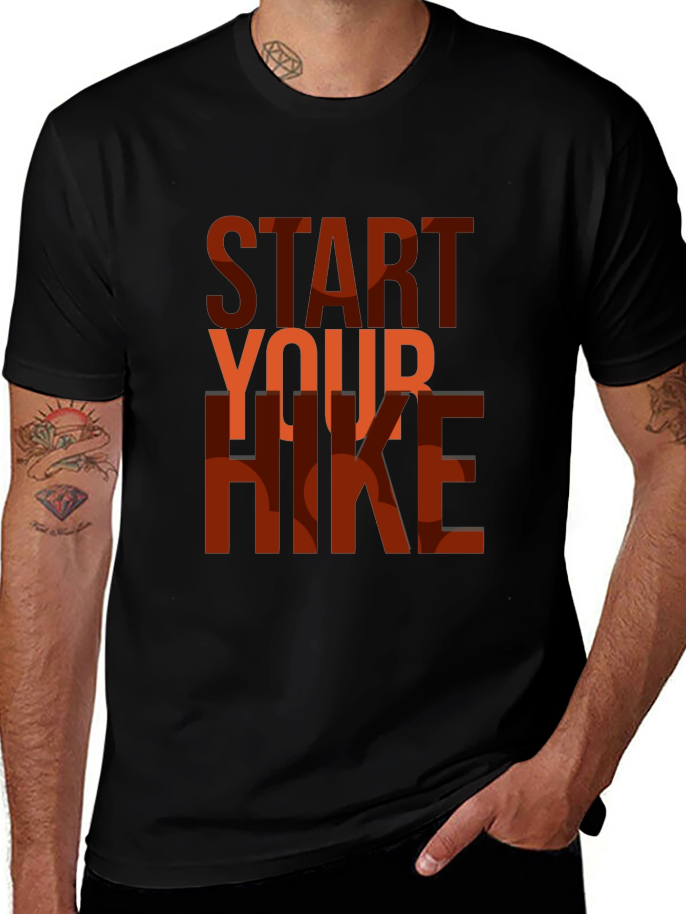 Start Your Hike Graphic Tee - Black Casual T-Shirt