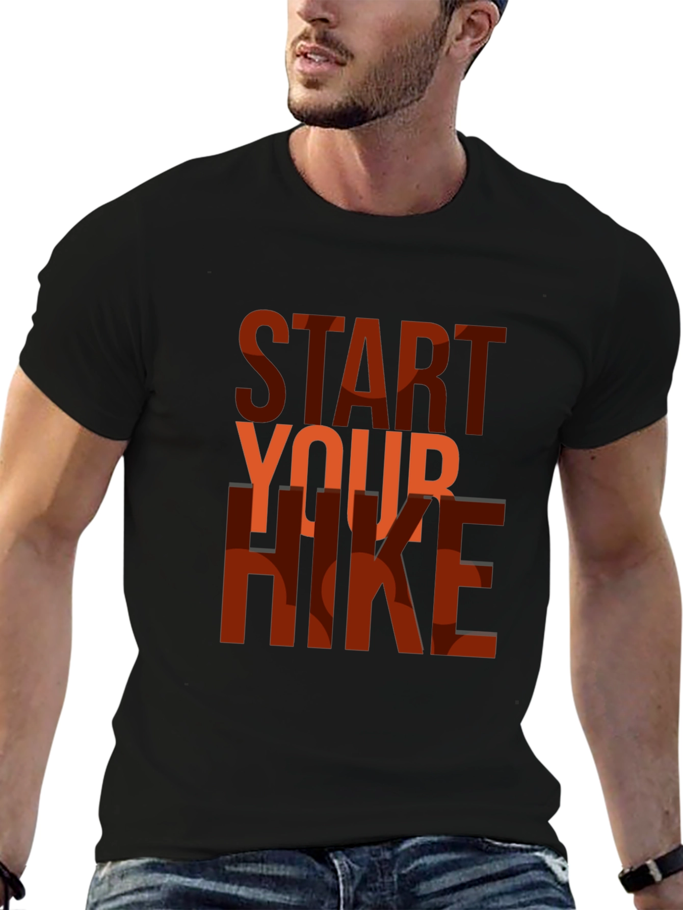 Start Your Hike Graphic Tee - Black Casual T-Shirt