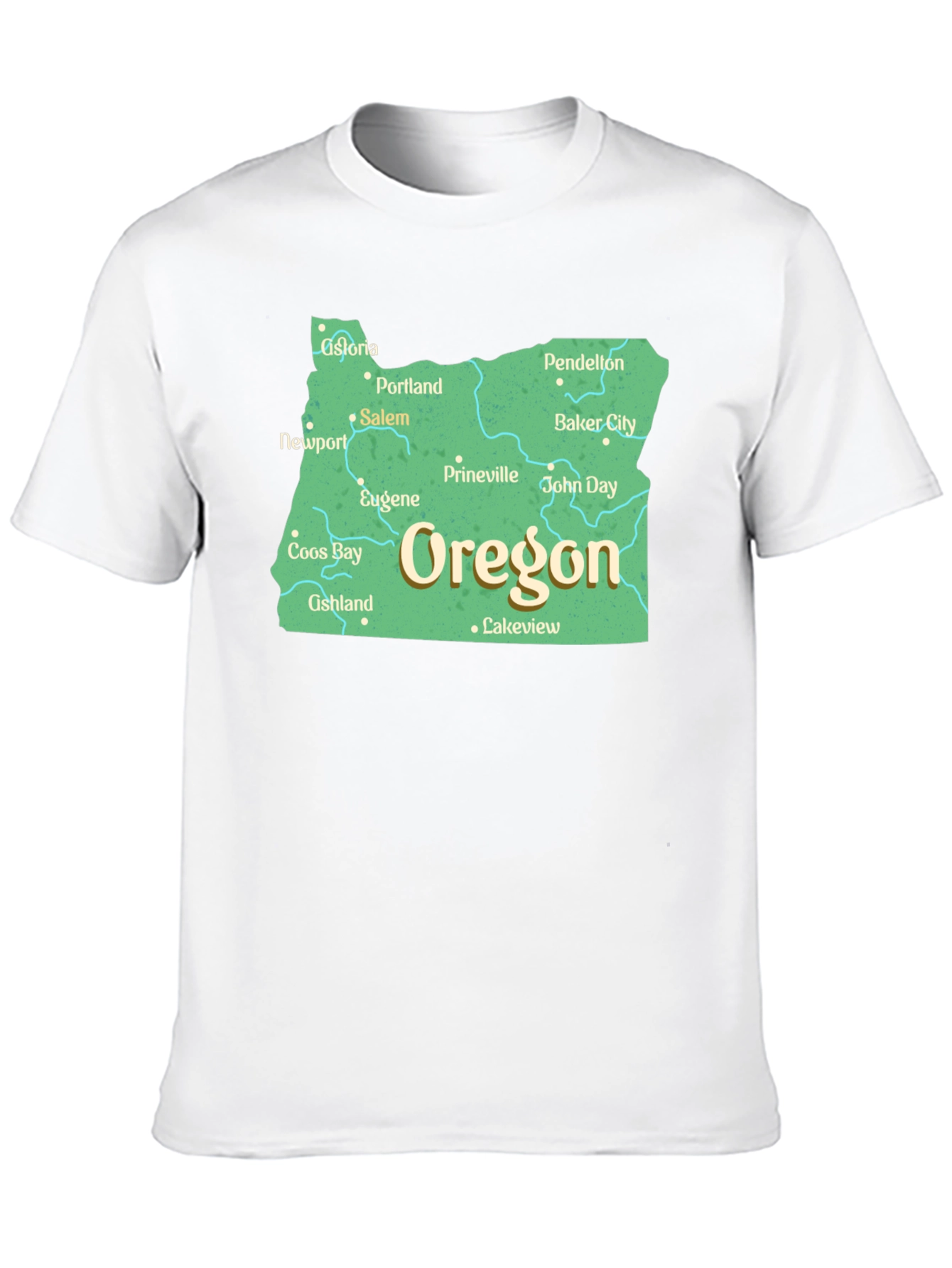 Oregon State Map Black T-Shirt