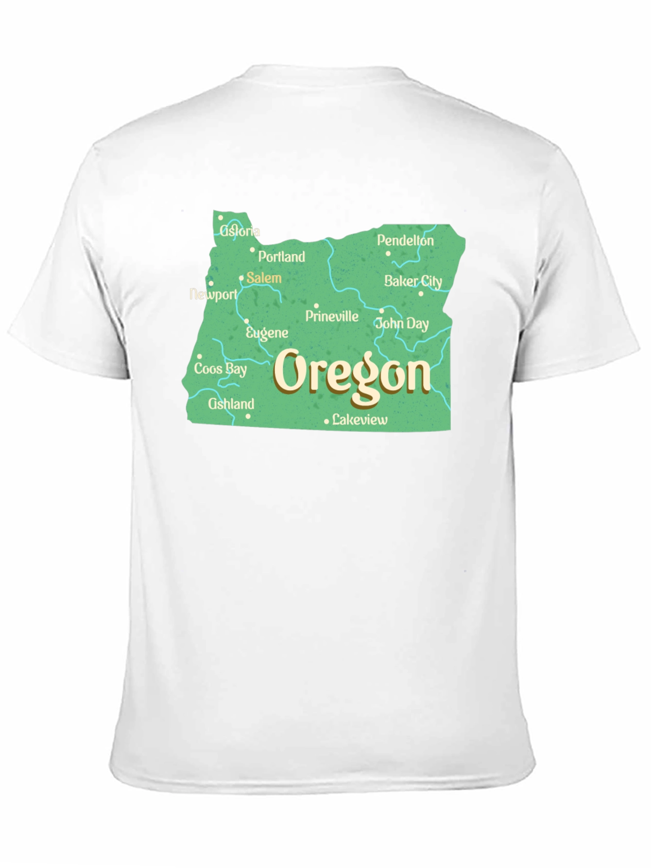 Oregon State Map Black T-Shirt