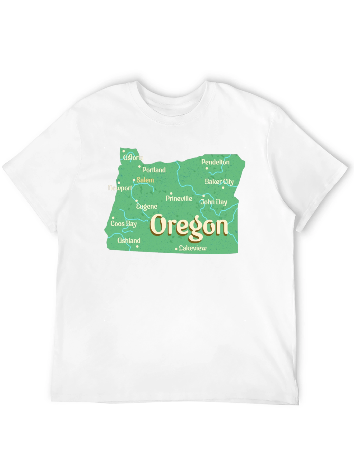 Oregon State Map Black T-Shirt