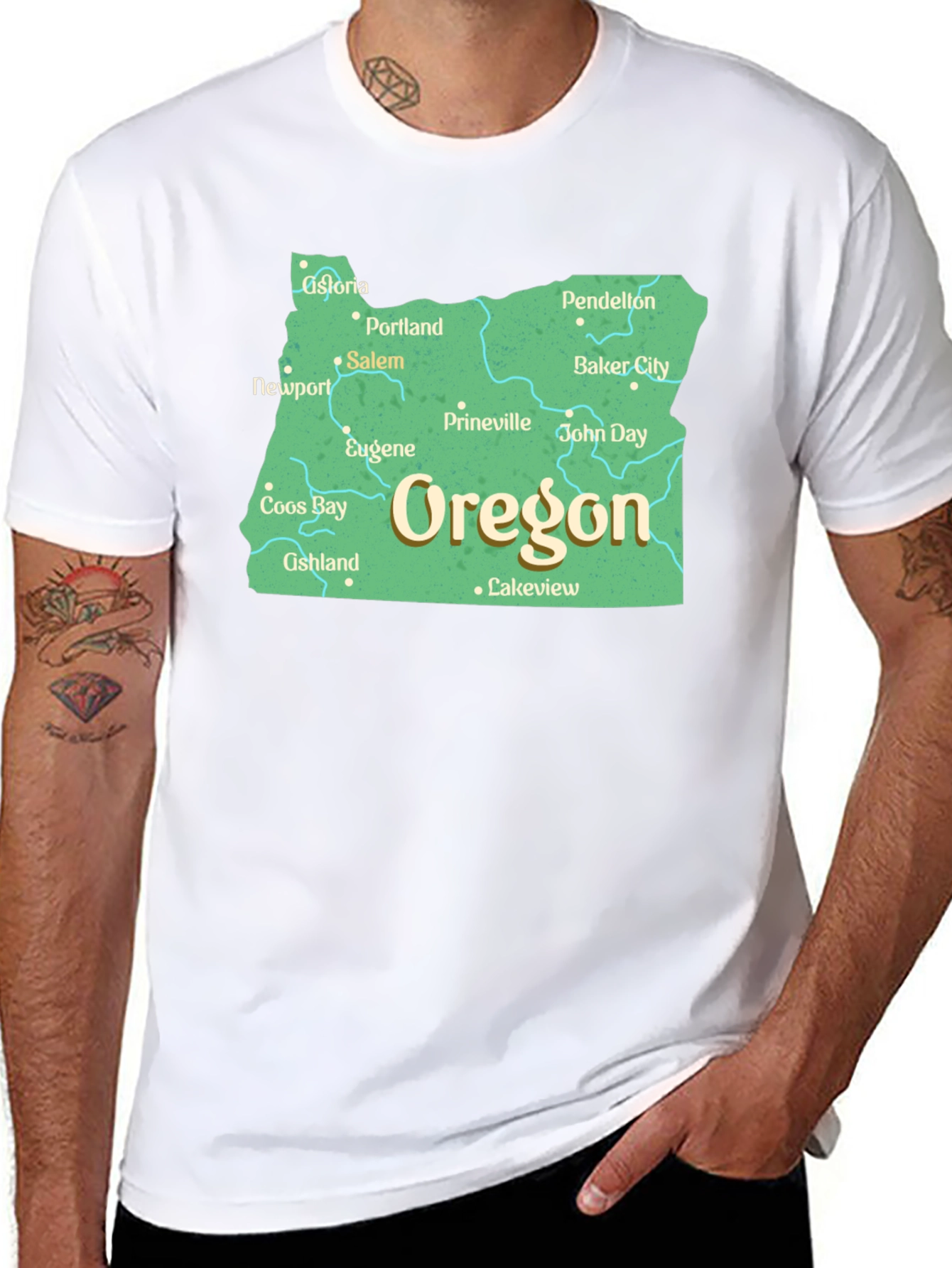 Oregon State Map Black T-Shirt