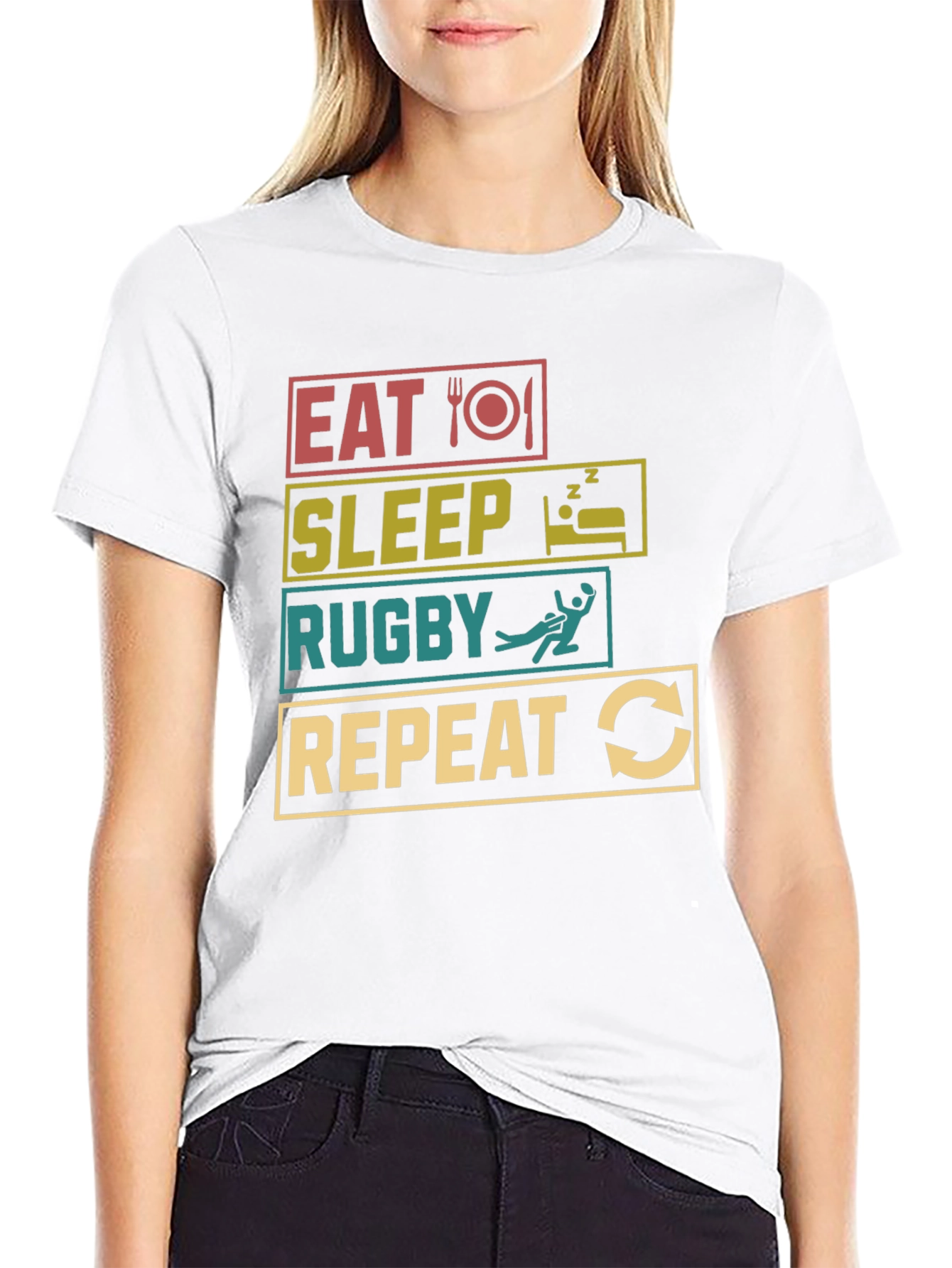 Eat Sleep Rugby Repeat Graphic Tee