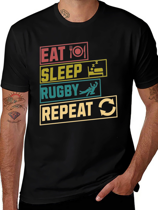 Eat Sleep Rugby Repeat Graphic Tee