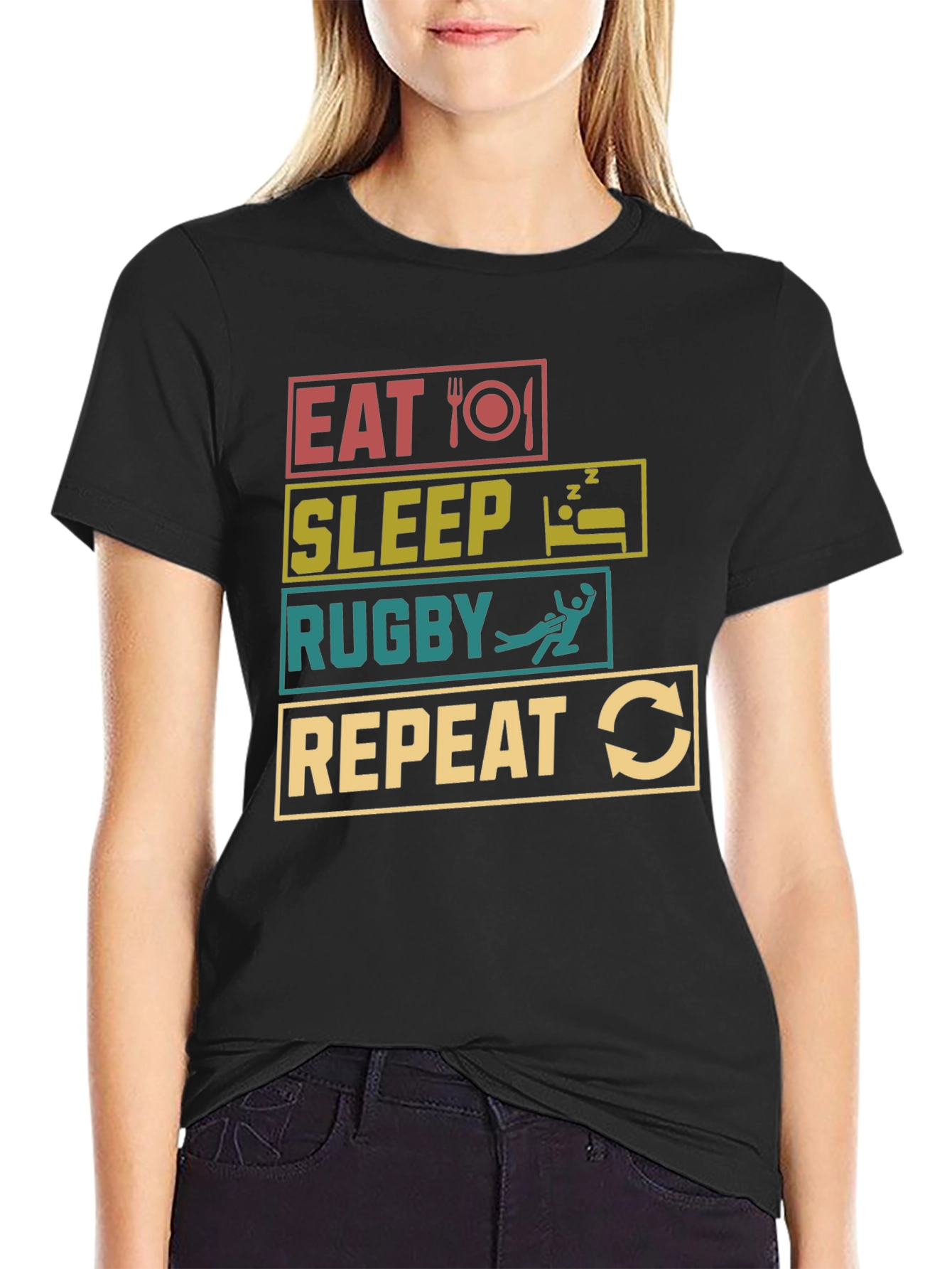 Eat Sleep Rugby Repeat Graphic Tee