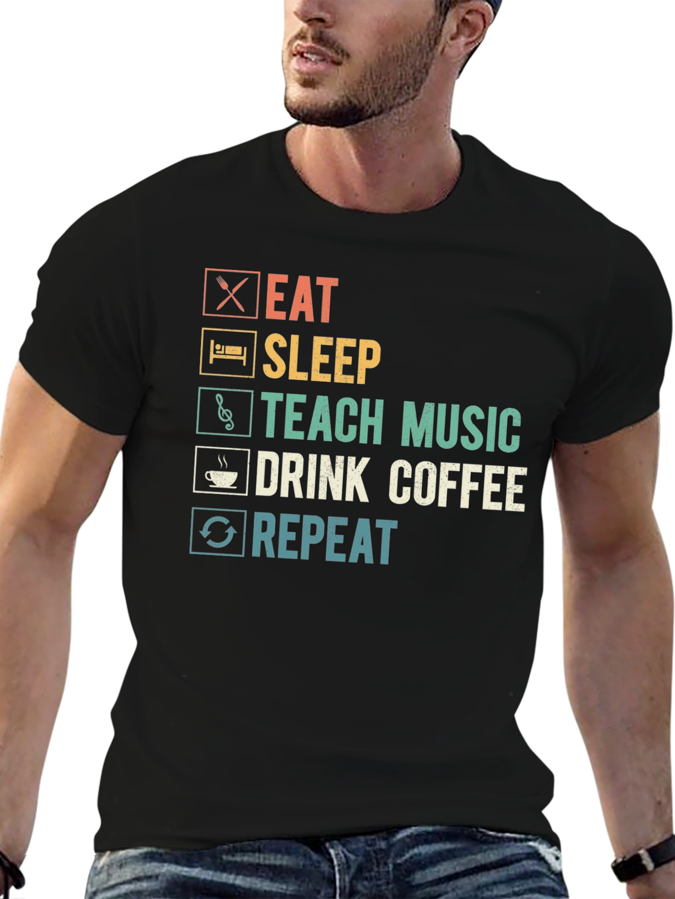 Eat Sleep Teach Music Coffee Repeat T-Shirt