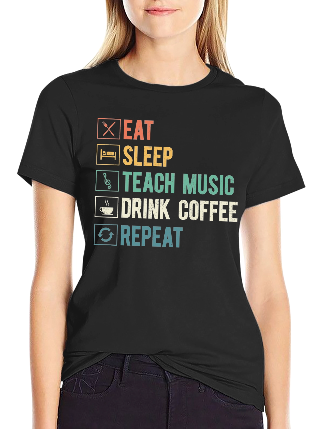 Eat Sleep Teach Music Coffee Repeat T-Shirt