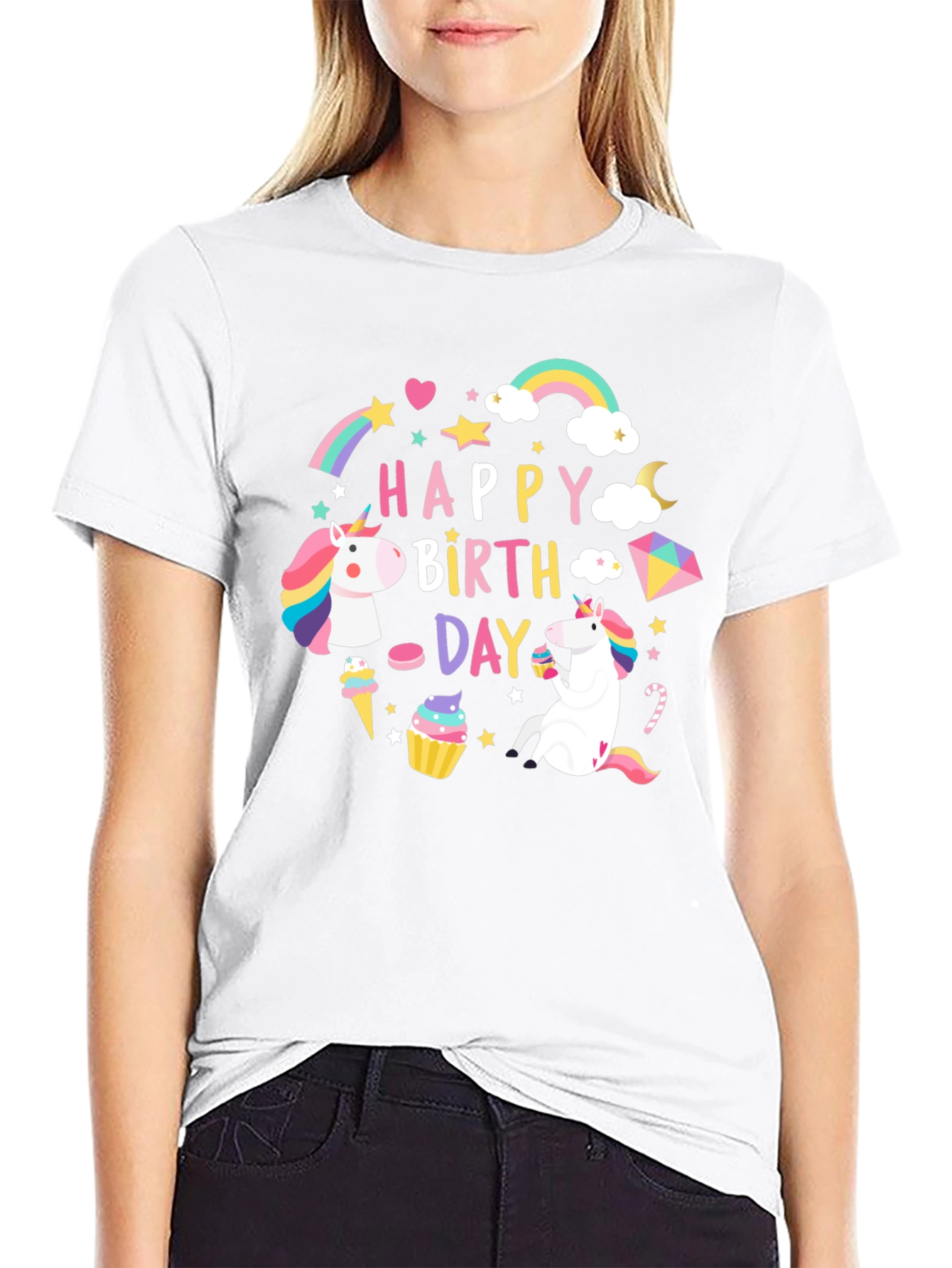 Happy Birthday Unicorn Graphic T-Shirt
